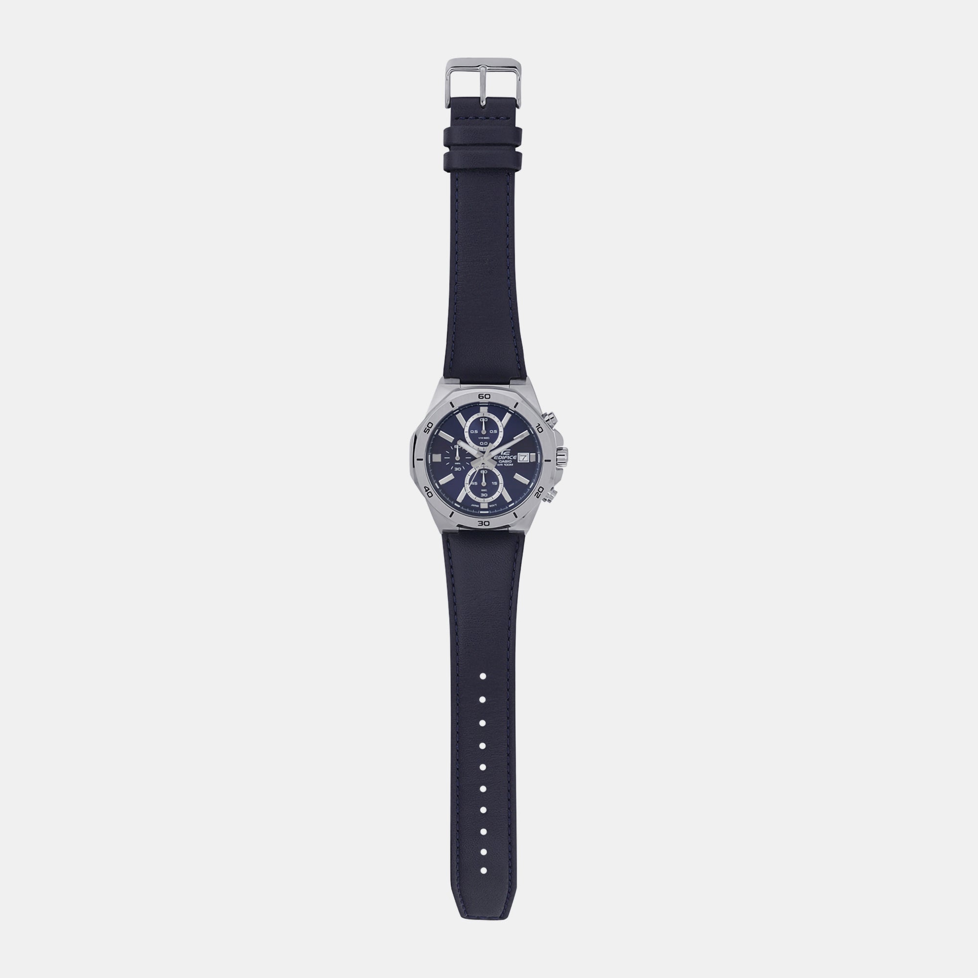 Casio Edifice Men Quartz Blue Dial Chronograph Leather Watch ED587 - view 8