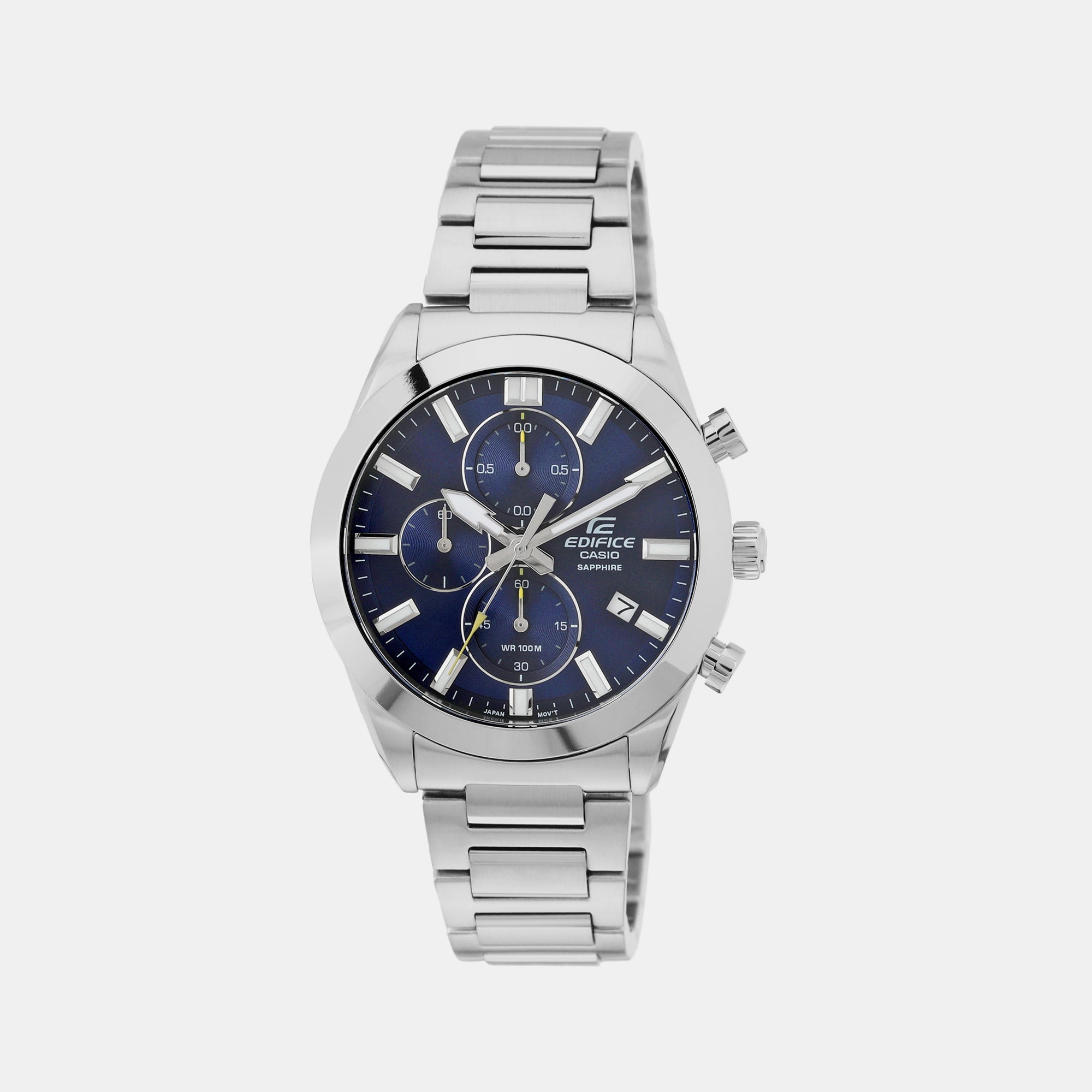 Casio Edifice Men Quartz Blue Dial Chronograph Stainless Steel Watch ED581