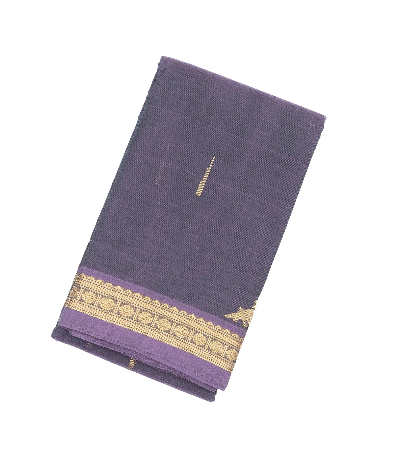 RmKV Dark Grey Handloom Kanchi Cotton Saree With Kamalam Buttas
