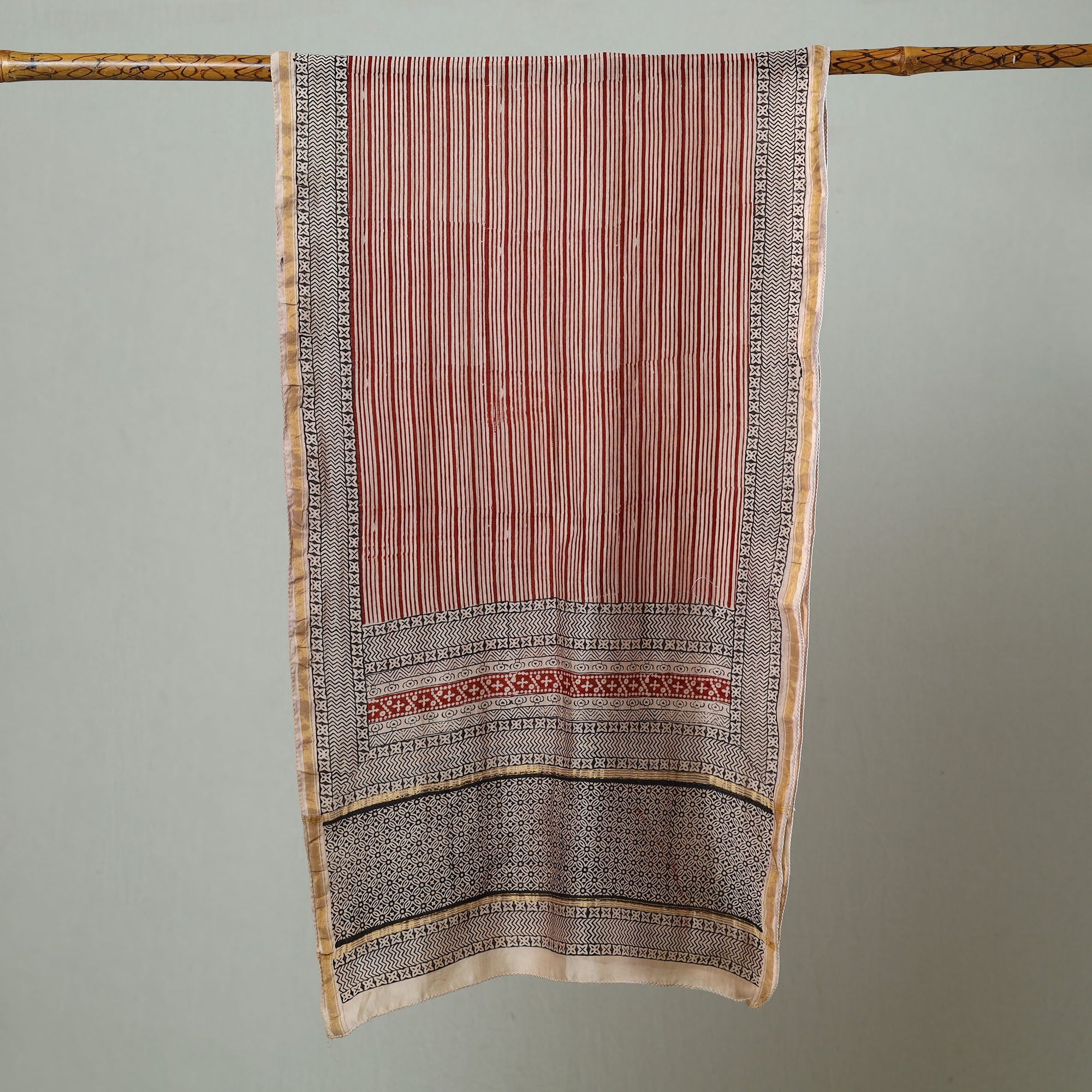 BAGH PRINTS BY MOHAMMED BILAL KHATRI Black - Bagh Hand Block Printed Chanderi Silk Stole 21 - view 2