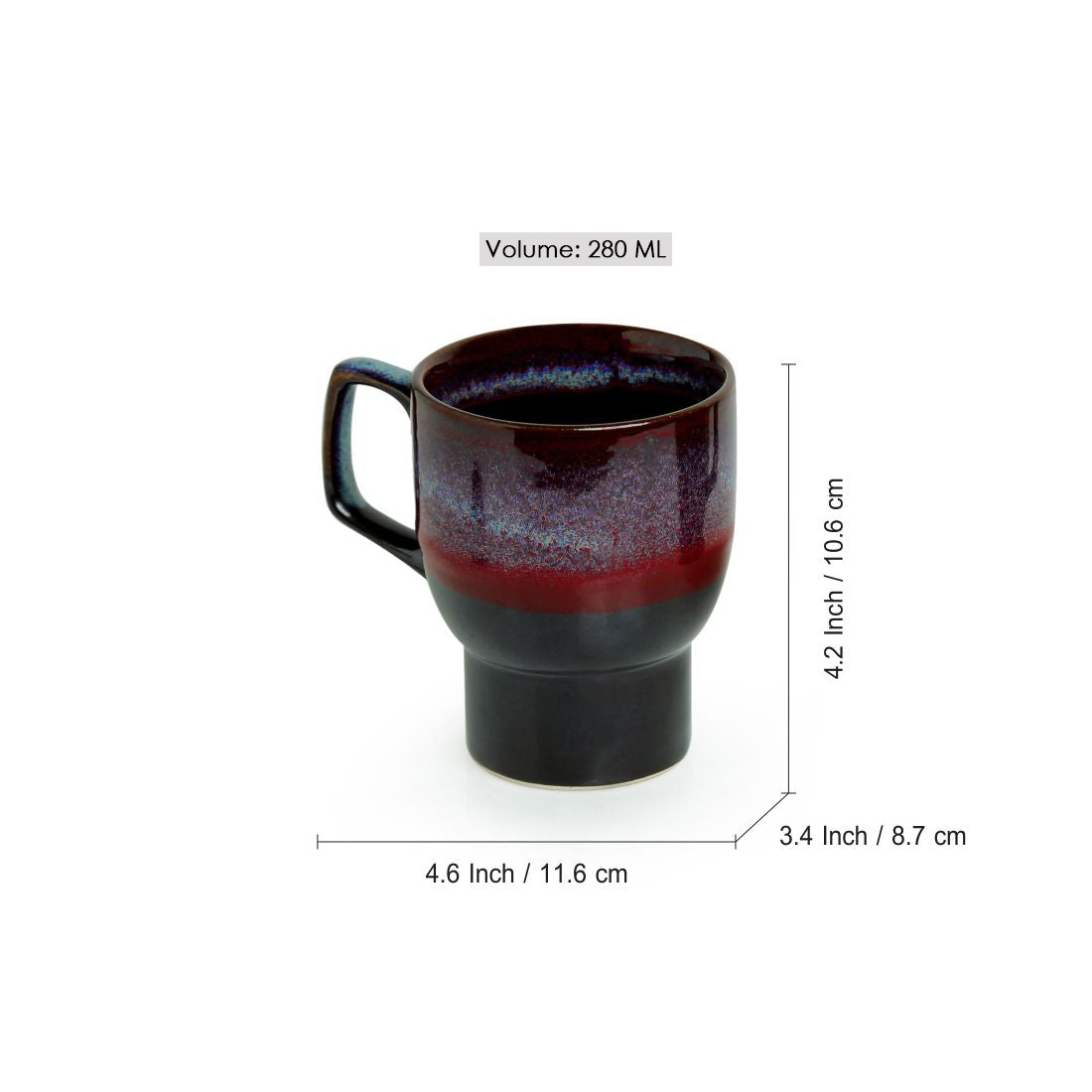 EXCLUSIVELANE 'Crimson Caldera' Hand Glazed Studio Pottery Ceramic Coffee & Tea Mugs (Set Of 2) - view 4