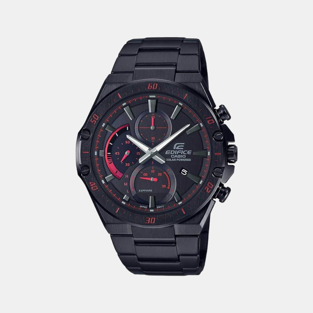Casio Edifice Men Quartz Black Dial Chronograph Stainless Steel Watch ED499