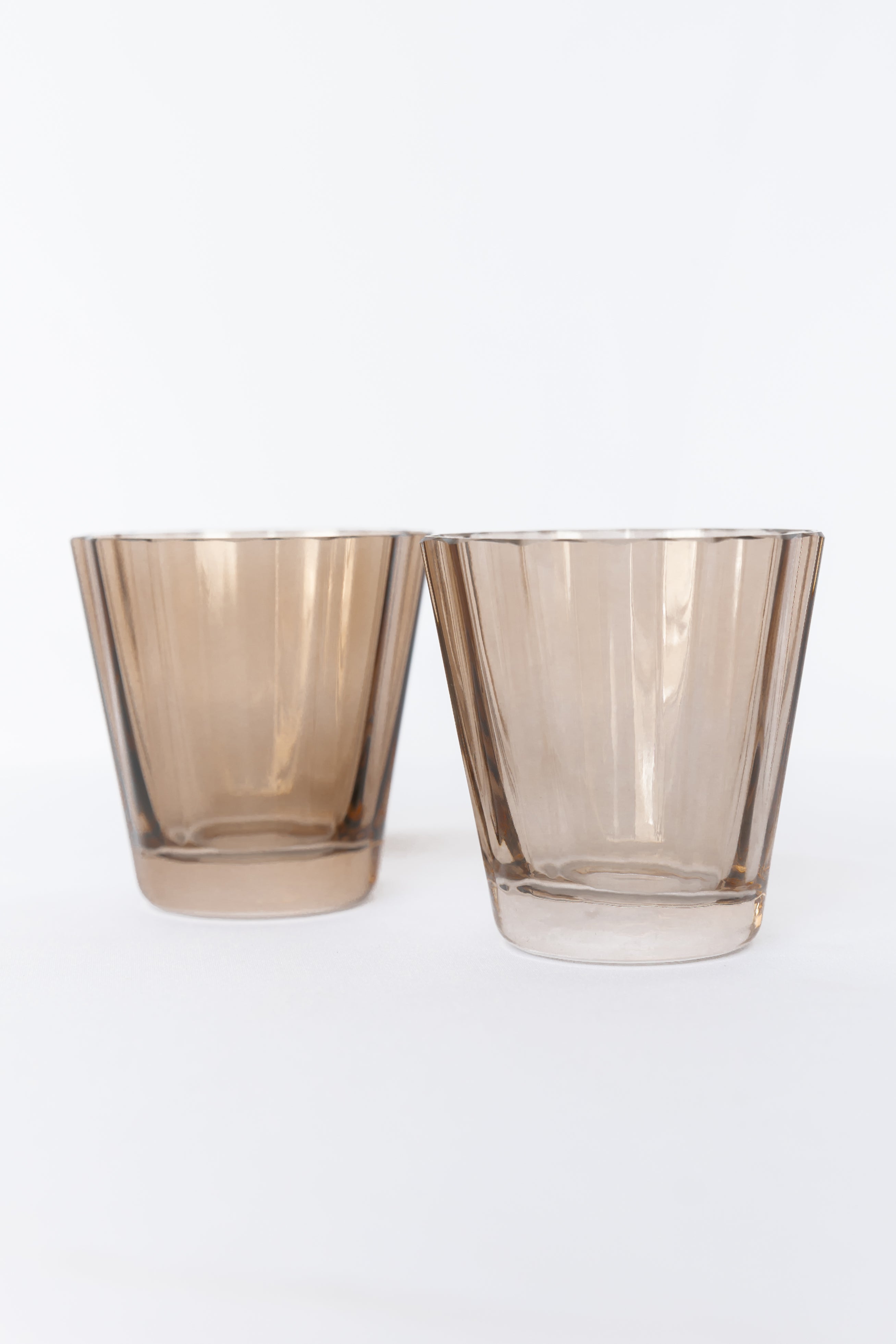 Estelle Colored Glass Estelle Colored Sunday Low Balls - Set of 2 {Mocha Mousse (Our Amber Smoke)}