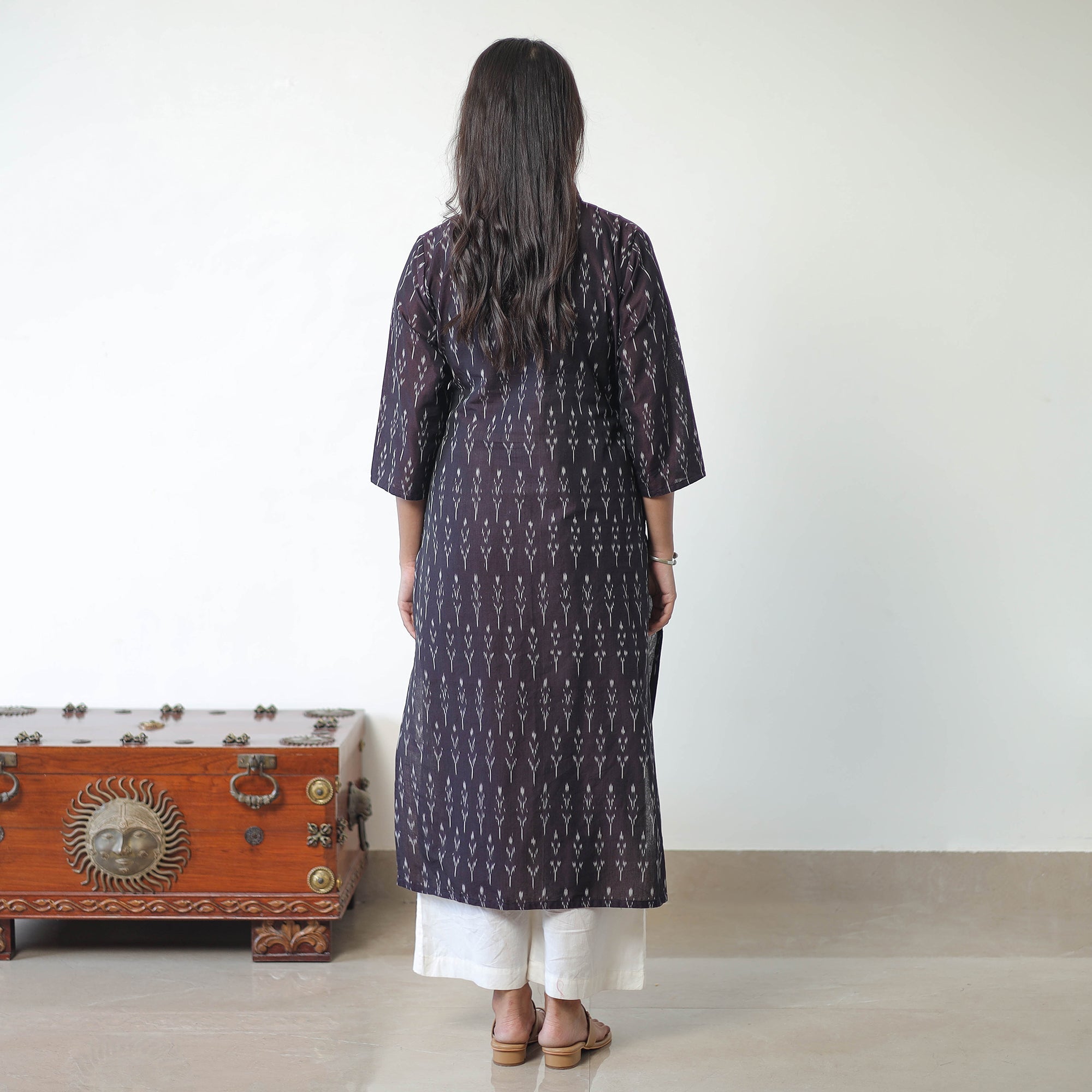 ITOKRI CASUALS Brown - Mercerised Cotton Pochampally Ikat Kurta (Straight) 16 - view 4