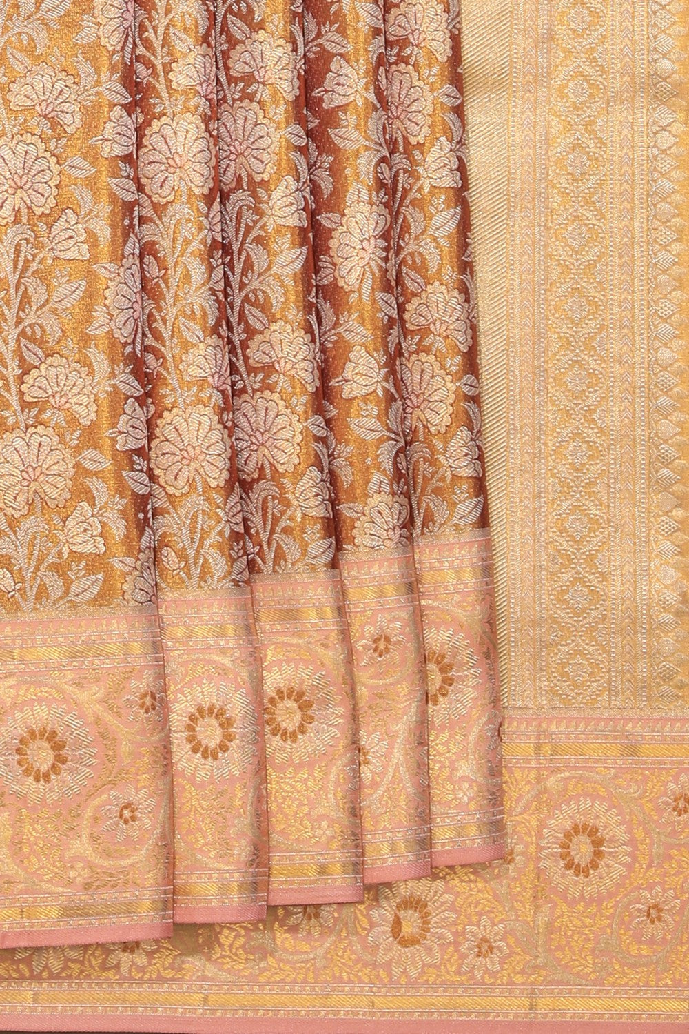 Kalanjali Kanchipattu Brocade Gold Saree – Women's