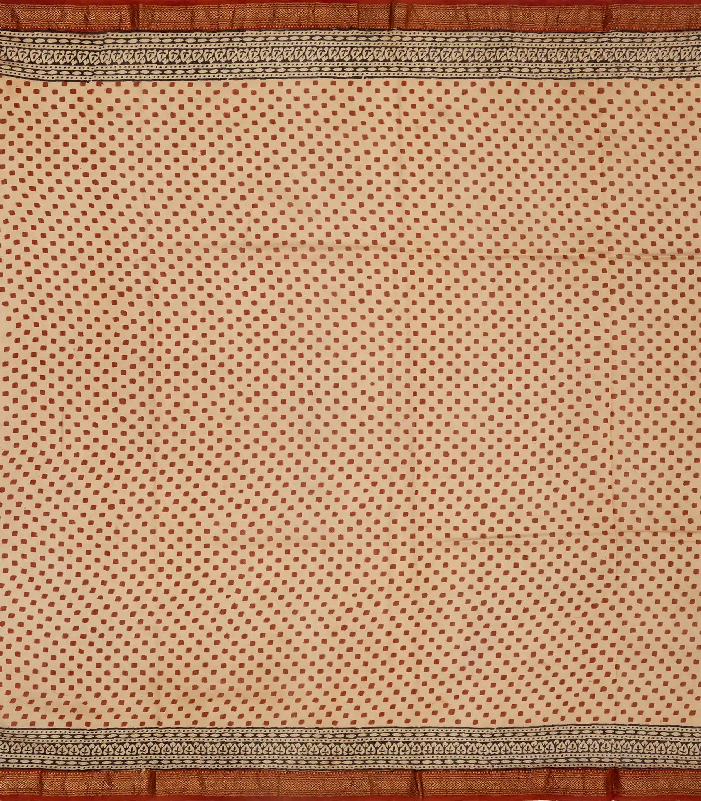 RmKV Rust Handloom Chanderi Cotton Saree With Printed Motifs - view 4