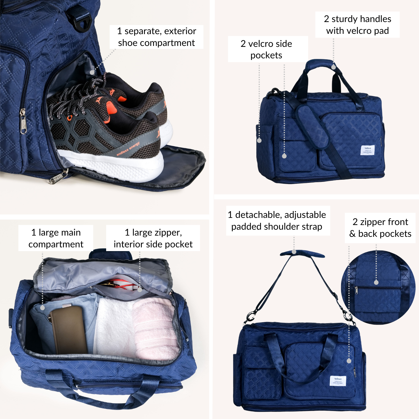 Nestasia Dova Expandable Duffle Bag Dark Blue - view 6