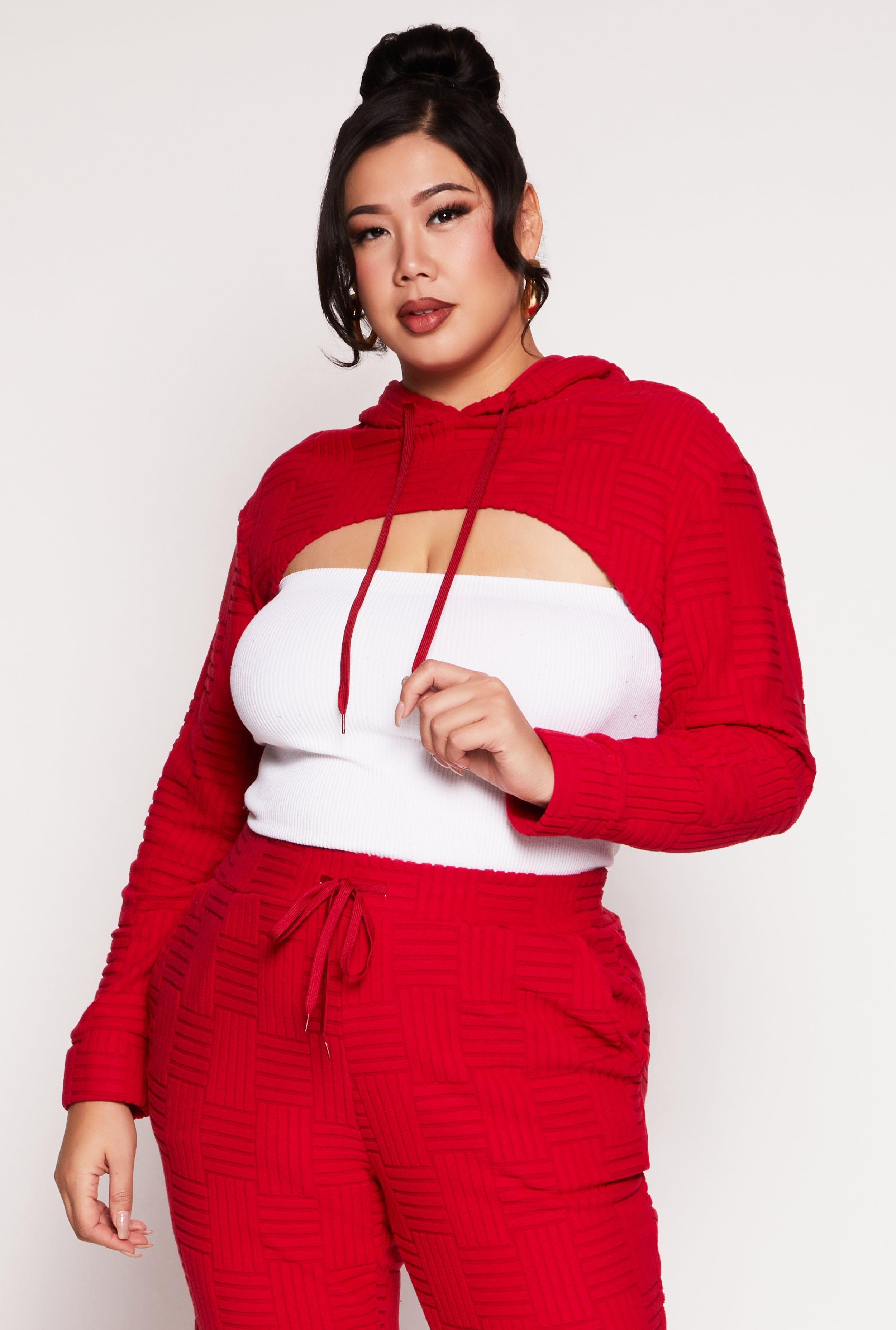 Rainbow Shops Plus Size Geometric Patterned Shrug Sweatshirt
