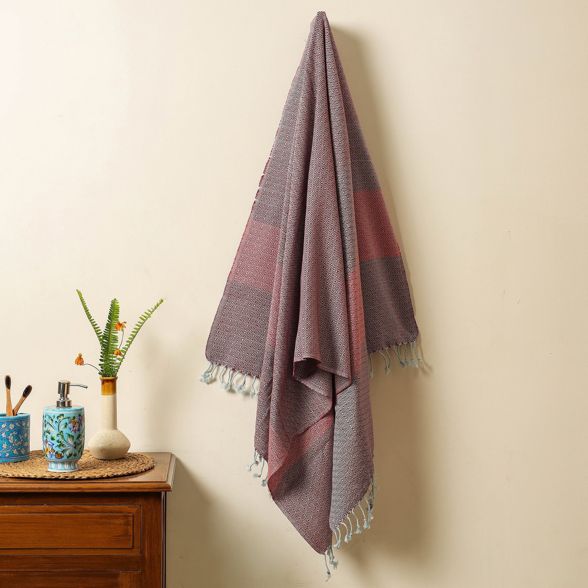 HANDLOOM VIRASAT Brown - Handloom Cotton Towel with Tassels from Bijnor by Nizam