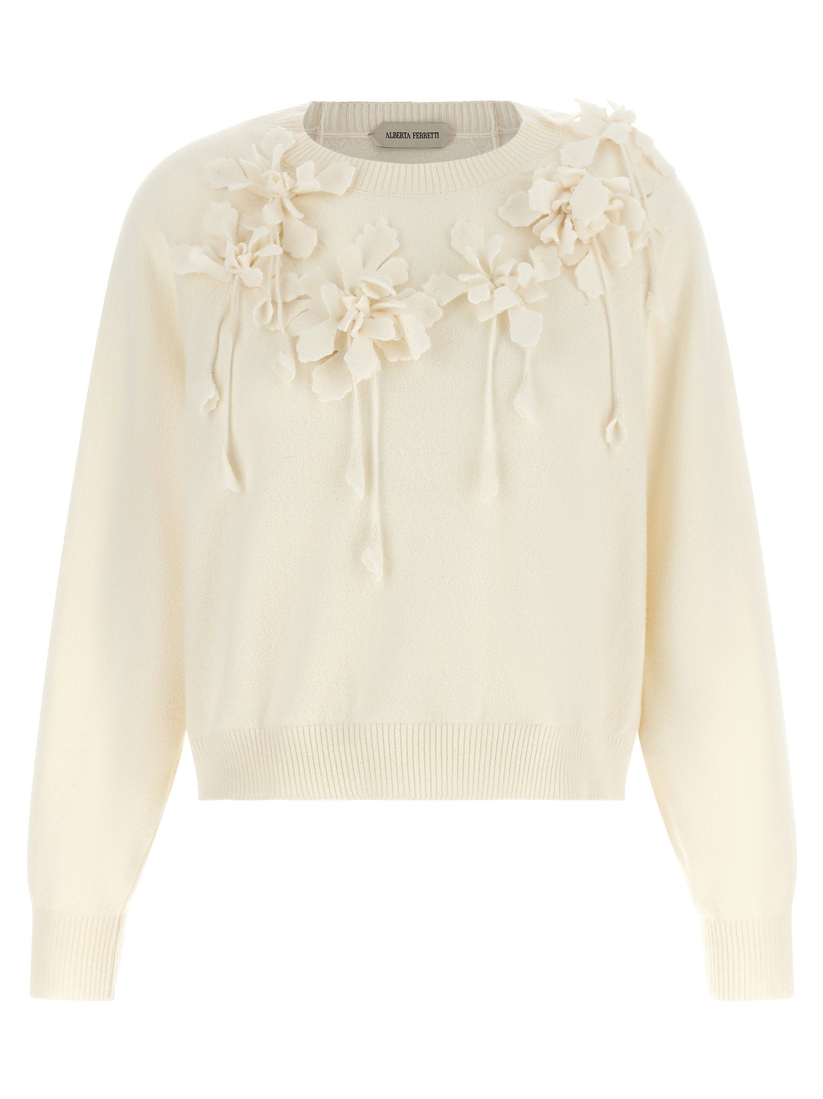 Alberta Ferretti Embroidered Flower Sweater – 100% virgin wool