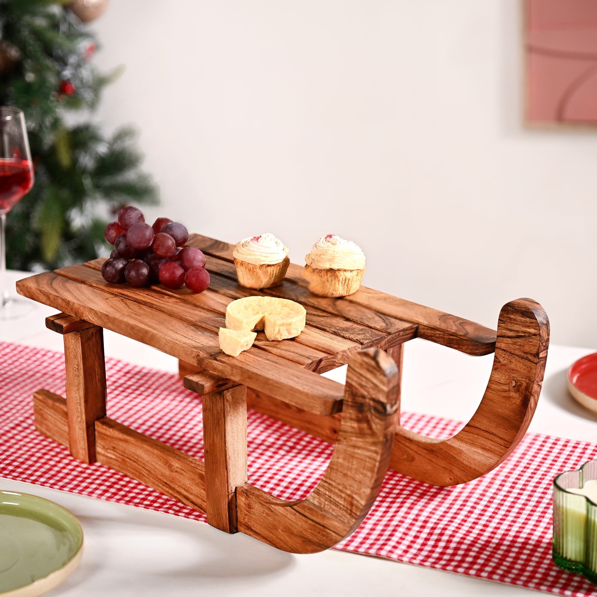 Nestasia Sledge Acacia Wood Serving Platter Riser - view 2