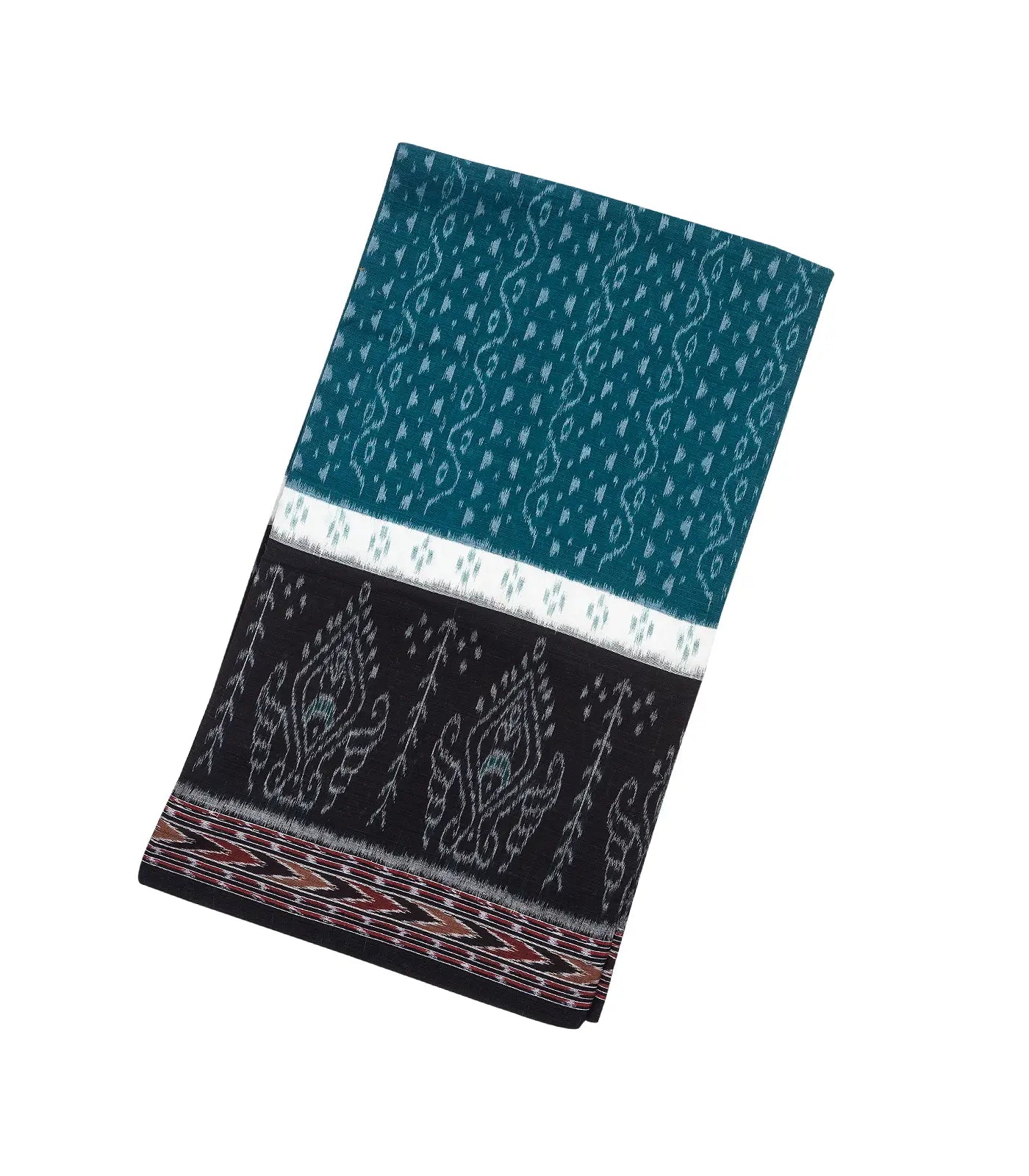 RmKV Blue Handloom Orissa Cotton Saree With Tie & Dye Floral Motifs