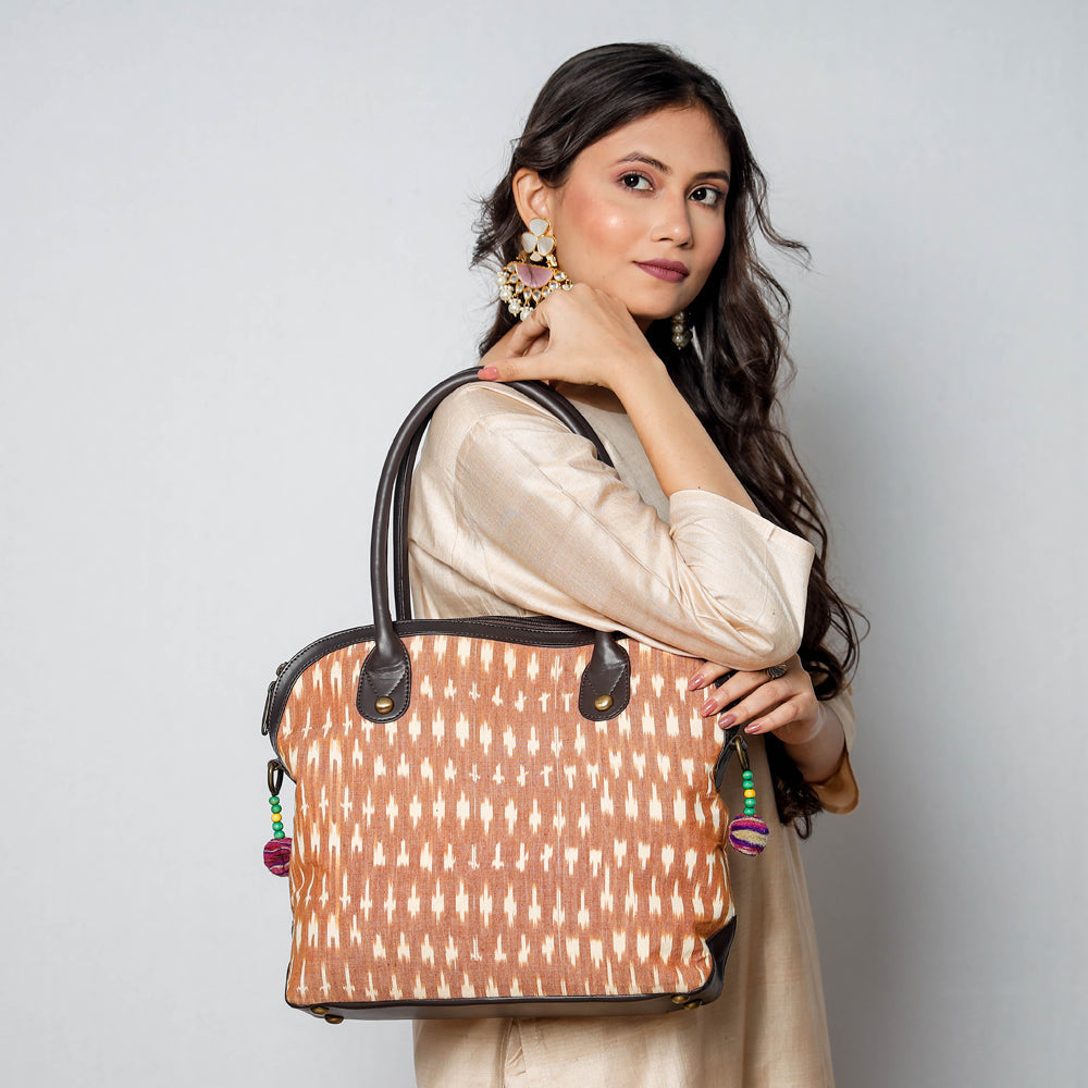 ITOKRI CRAFTS INITIATIVE Brown - Handcrafted Woven Ikat Cotton Shoulder Bag