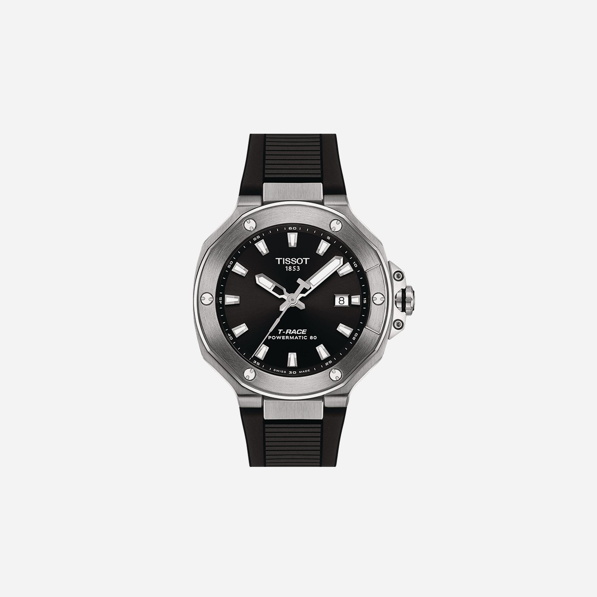 Tissot T-Race Powermatic 80 Black Dial 41mm Black Silicone Strap Automatic Watch