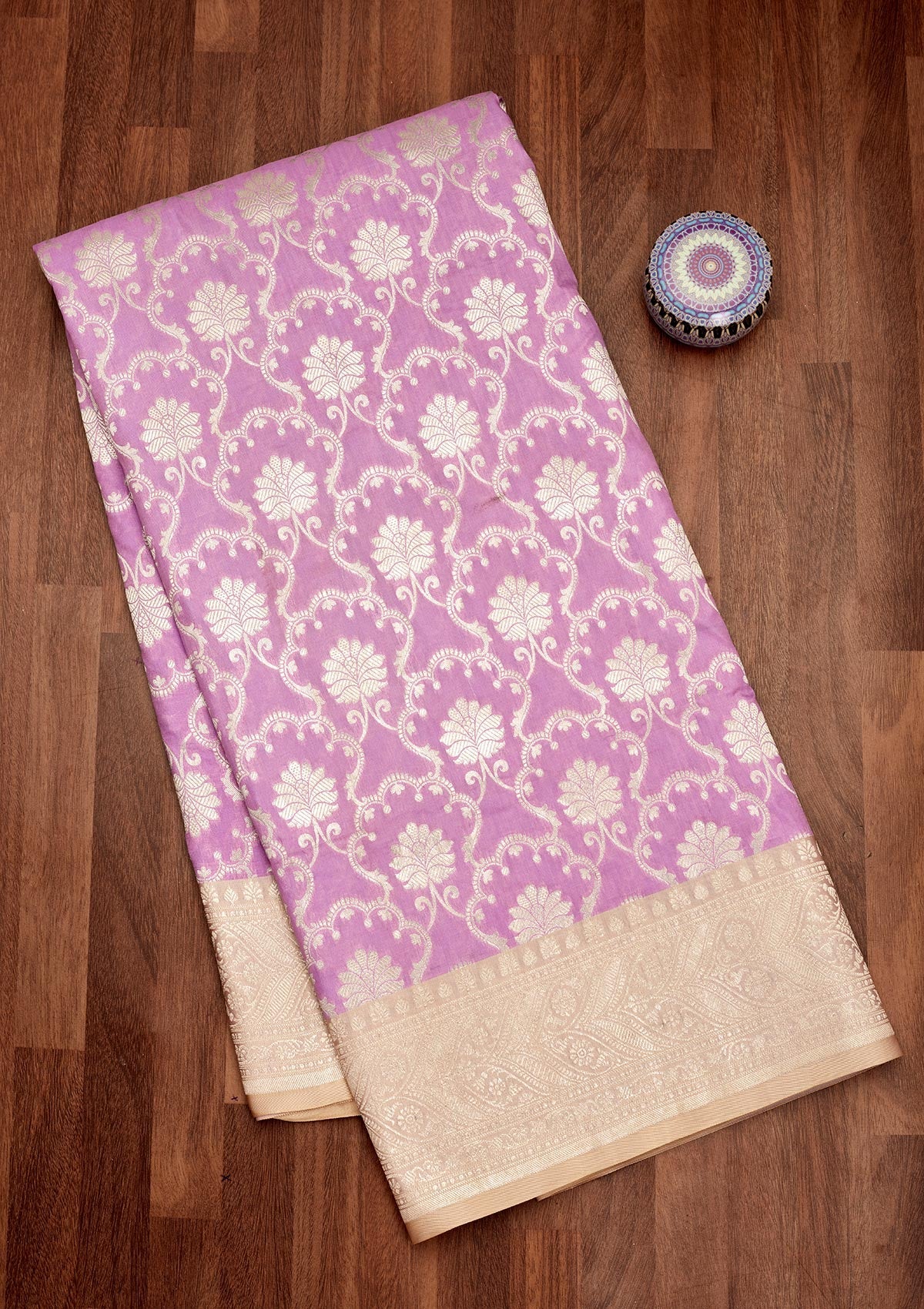 Koskii Lavender Zariwork Pure Silk Saree – Women's