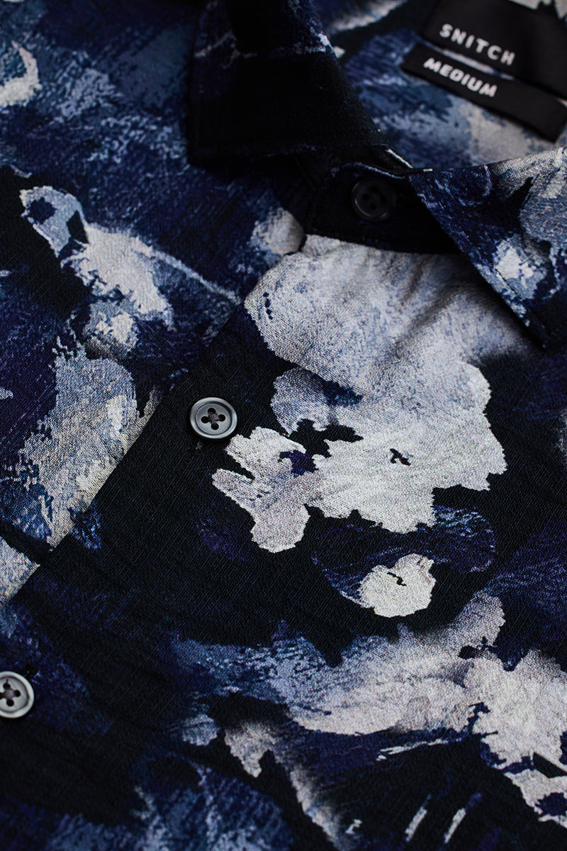 SNITCH Navy Textured Abstract Shirt - view 2