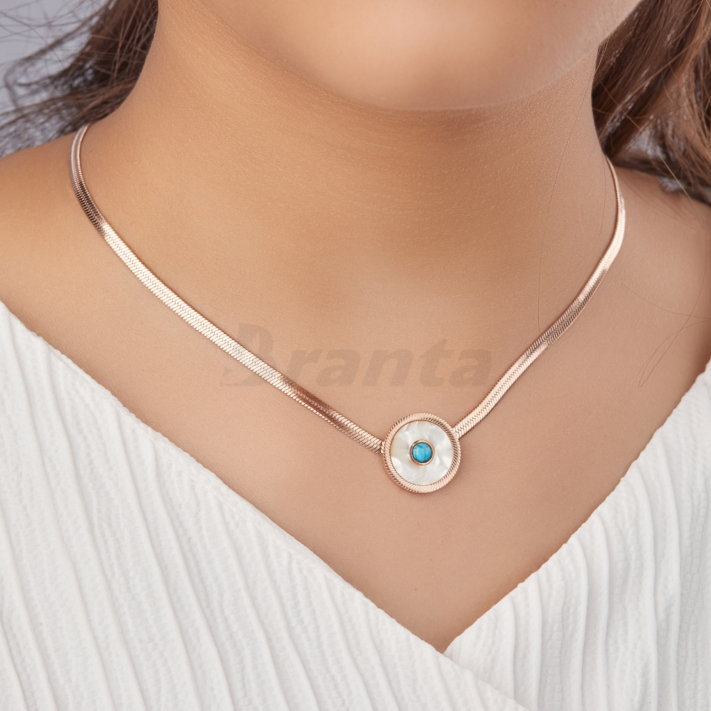 Branta Round Evil Eye Pendant Necklace