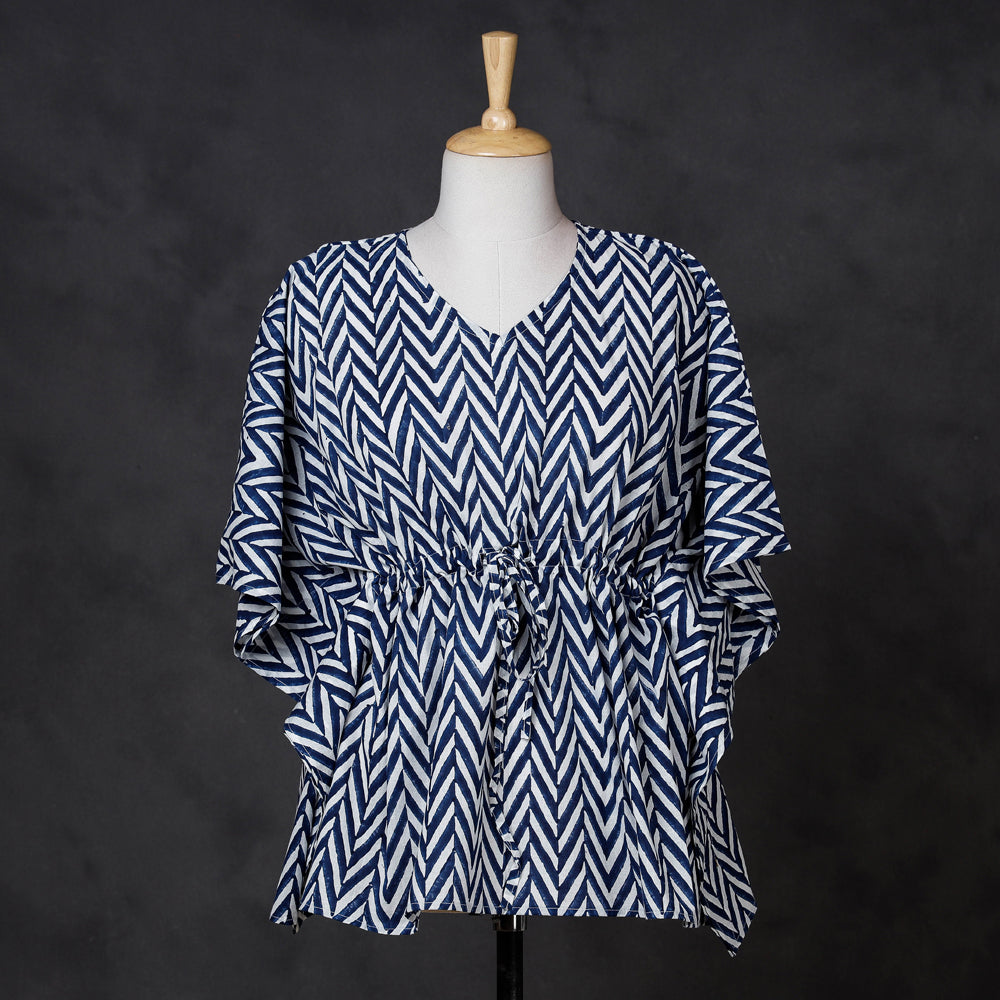 CHUTNEY CRAFT STUDIO Hand Printed Cotton Kaftan with Tie-Up Waist (Short)