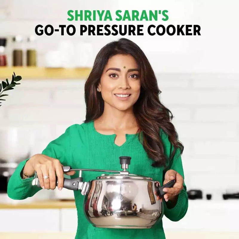 The Indus Valley 3L+5L QuicKooker Stainless Steel Pressure Cooker Combo+ Free ₹600 Wood Chopping Board, Premium Quality, Tri-ply (3 Layer) Heavy Botto - view 2