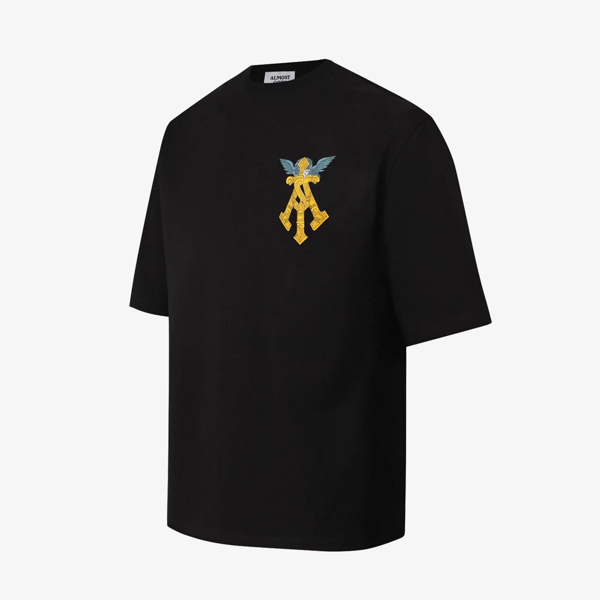 Almost Gods | Gilded Alpha Cross Relaxed Tee { Black/gold - view 3