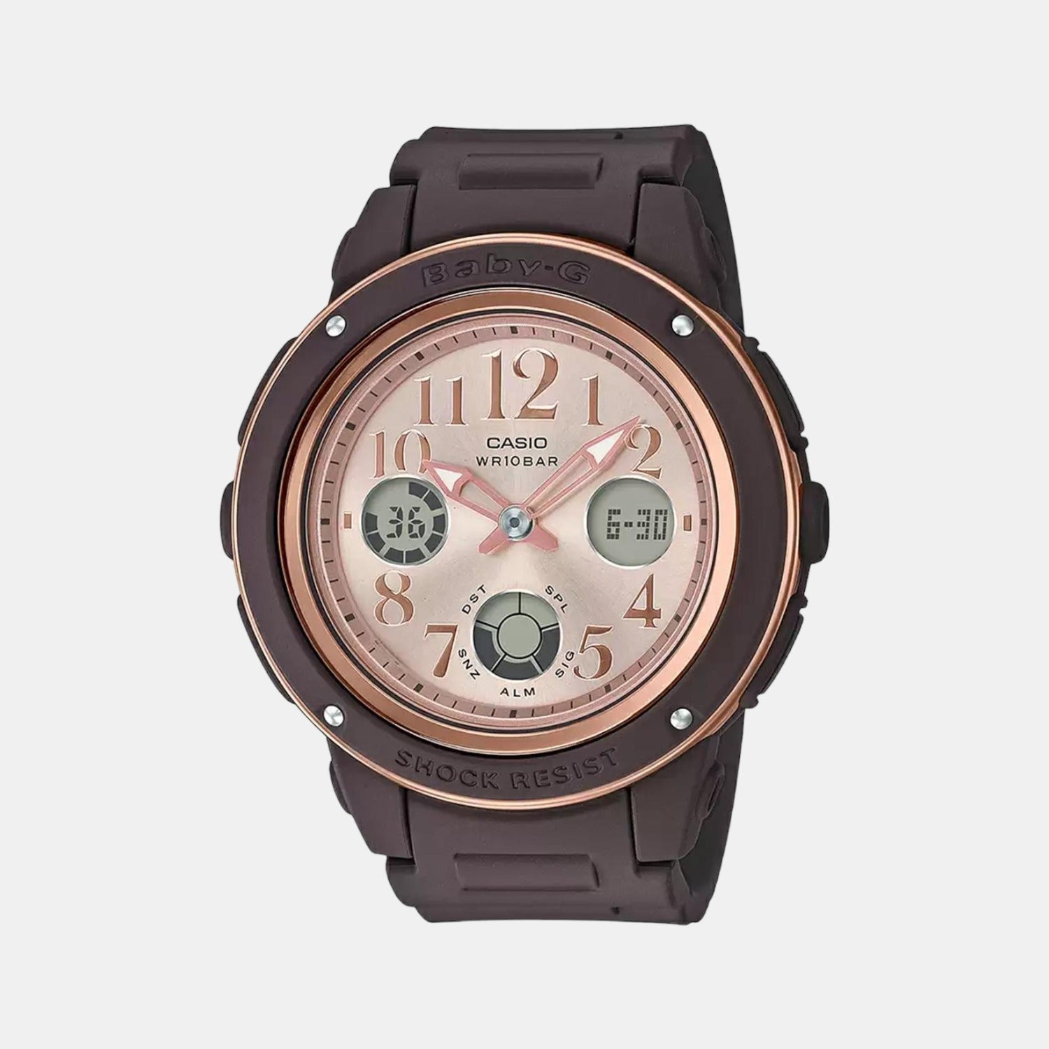 Casio Baby-G Women Quartz Rose Gold Dial Analog-Digital Resin Watch BX138
