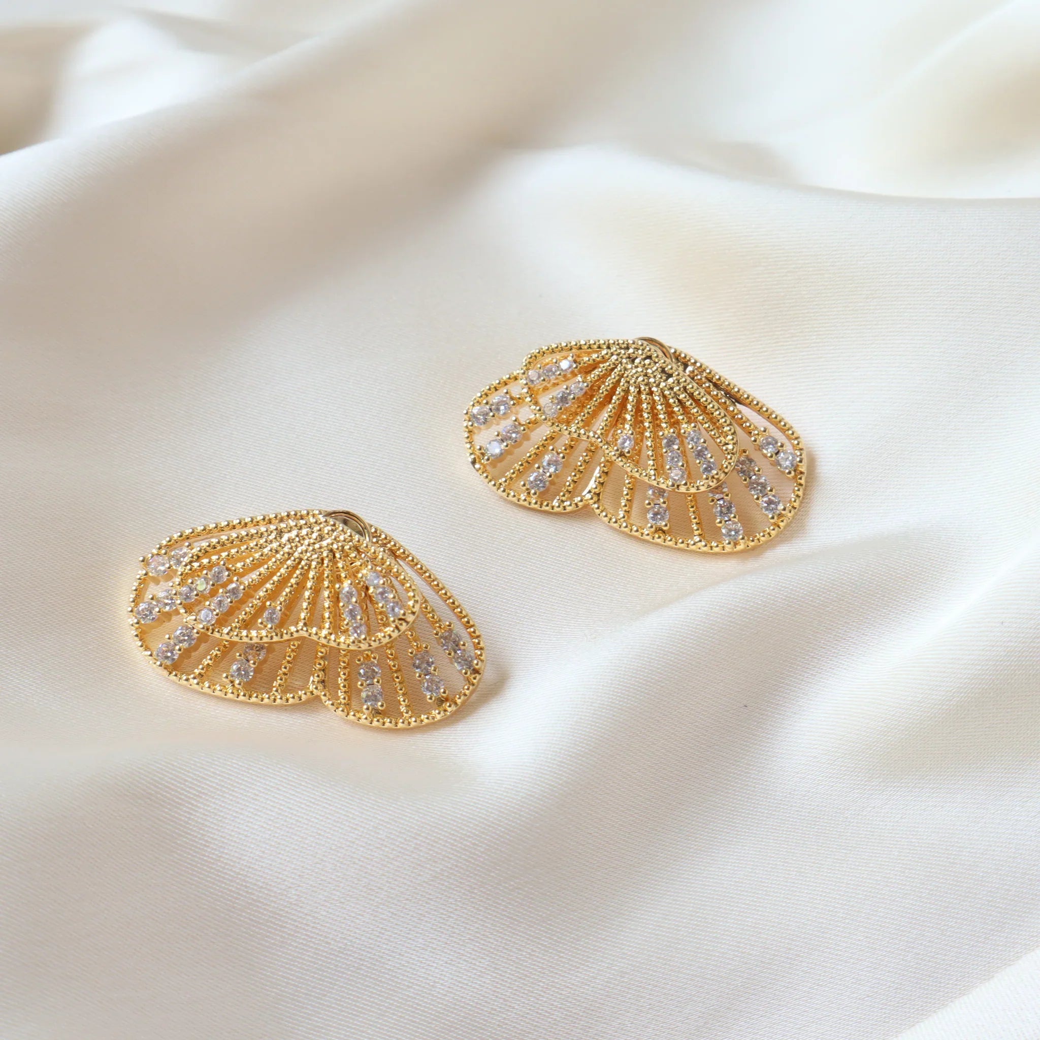 Ash Designs Butterfly Wings Studded 18K Gold Plated Earrings