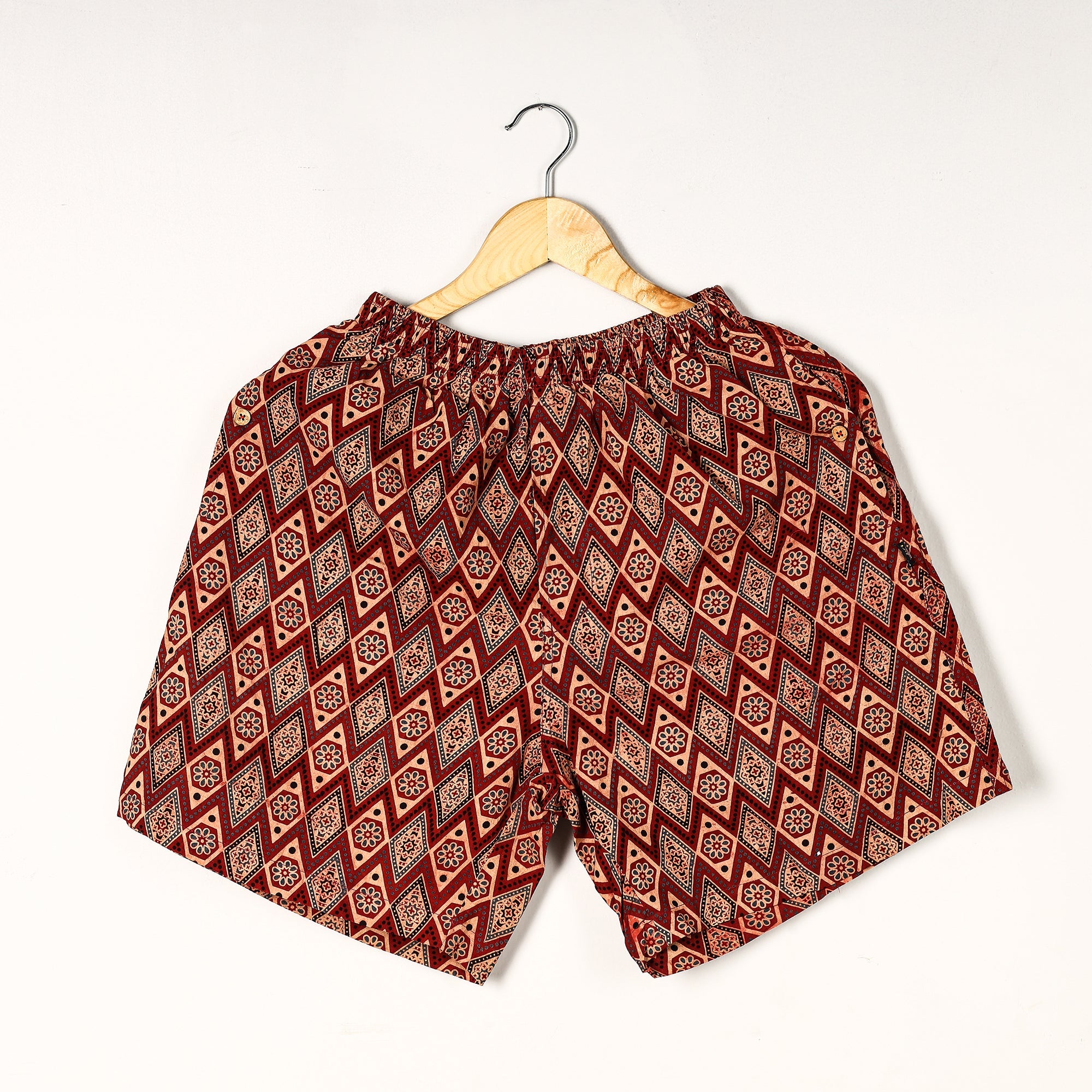 Unisex boxer shorts – ITOKRI CASUALS Brown - Ajrakh Block Printed Cotton Unisex Boxer/Shorts