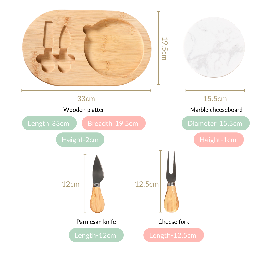 Nestasia Wooden Cheese Platter Set With Marble Board And Cheese Cutlery - view 4