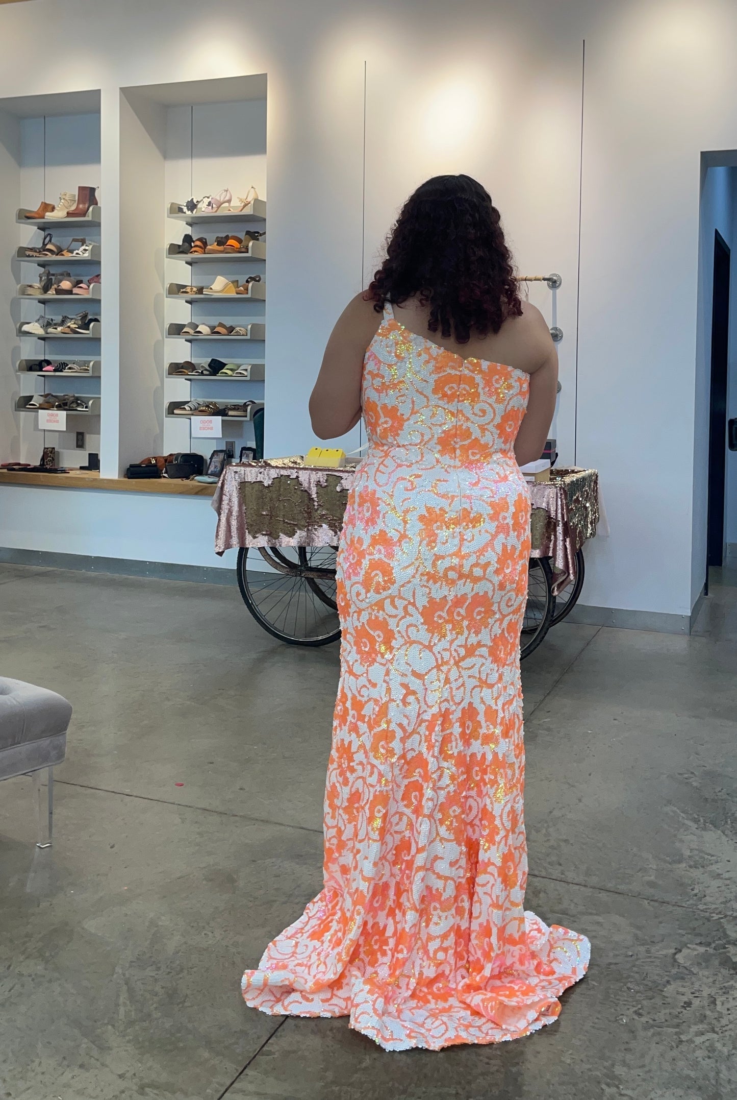 Sequin Fitted One Shoulder Slit Gown by Jovani 08256 - view 14