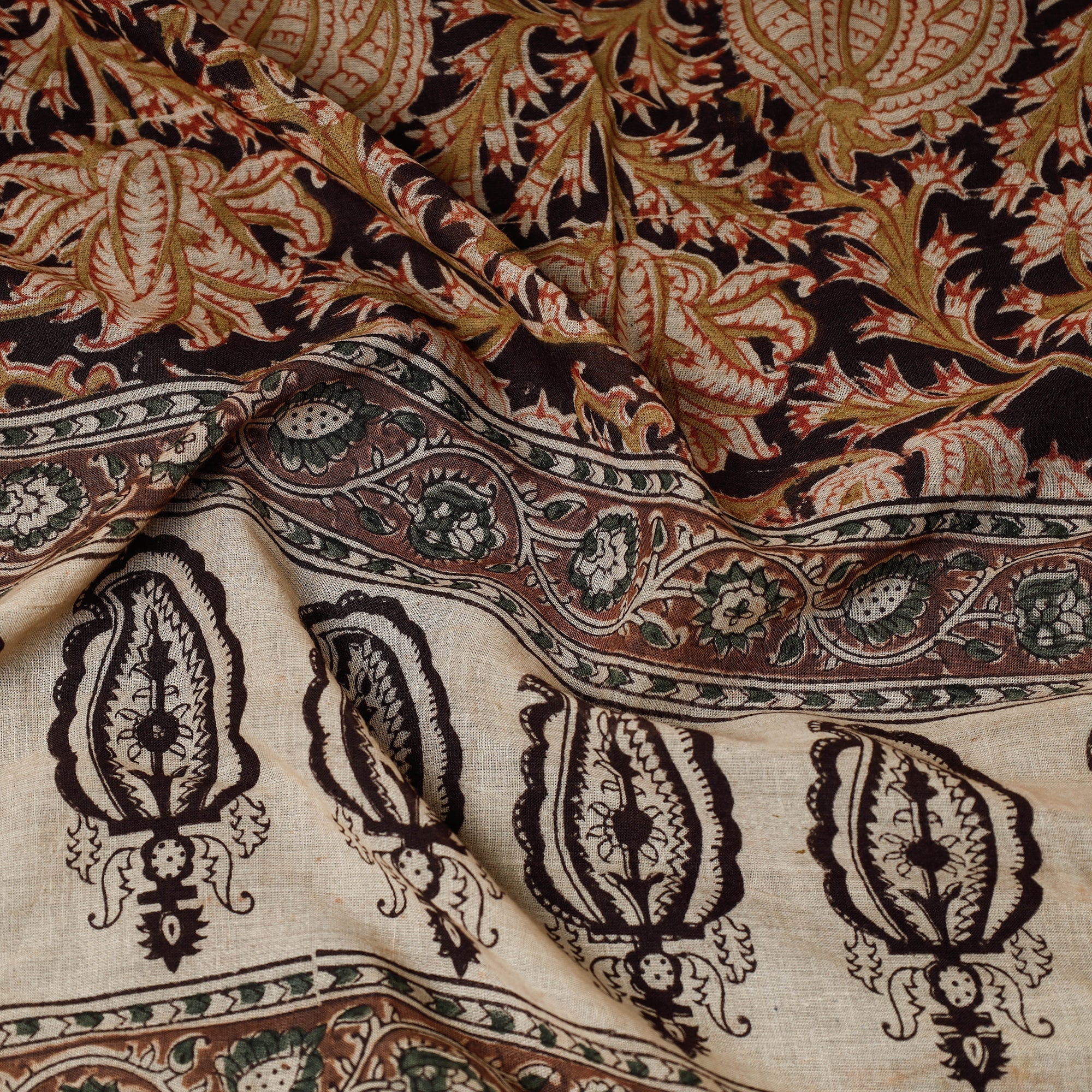PITCHUKA SRINIVAS KALAMKARI PEDANA Black - Original Pedana Kalamkari Block Printed Cotton Scarf - view 2
