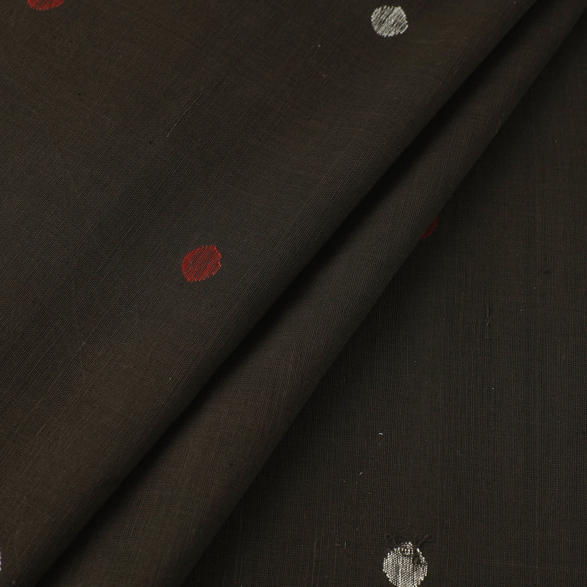 SOUTH KARGHA Black - Handspun Handloom Natural Dyed Cotton Jamdani Fabric 41 - view 2