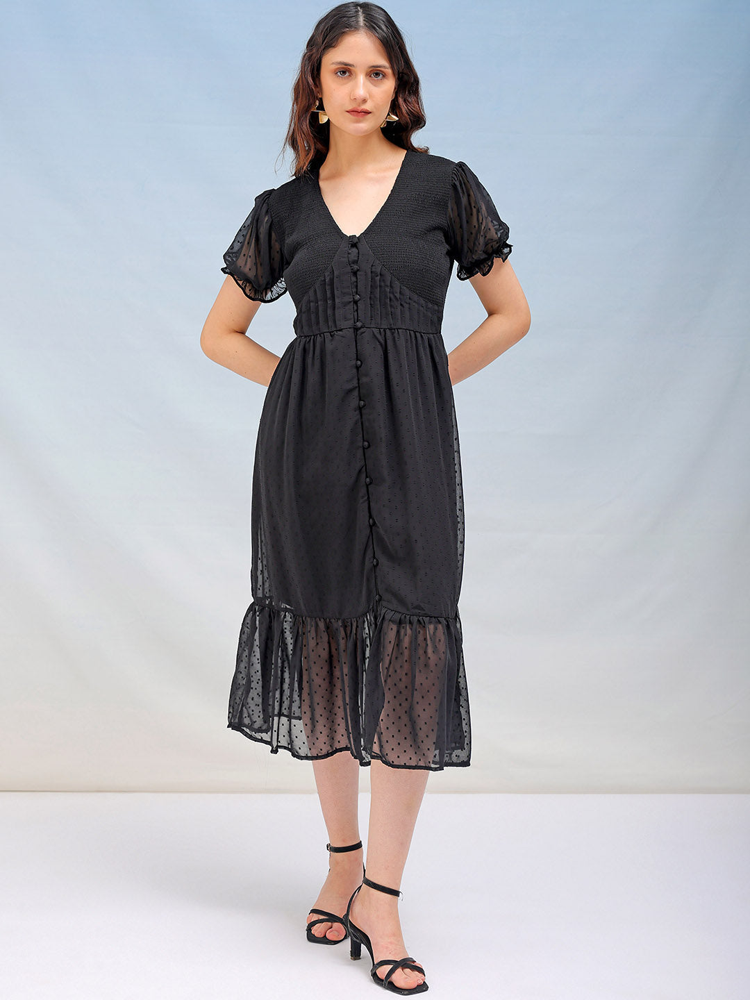 Freehand By The Indian Garage Co Women's Textured Fit and Flare Tiered Dress - view 8