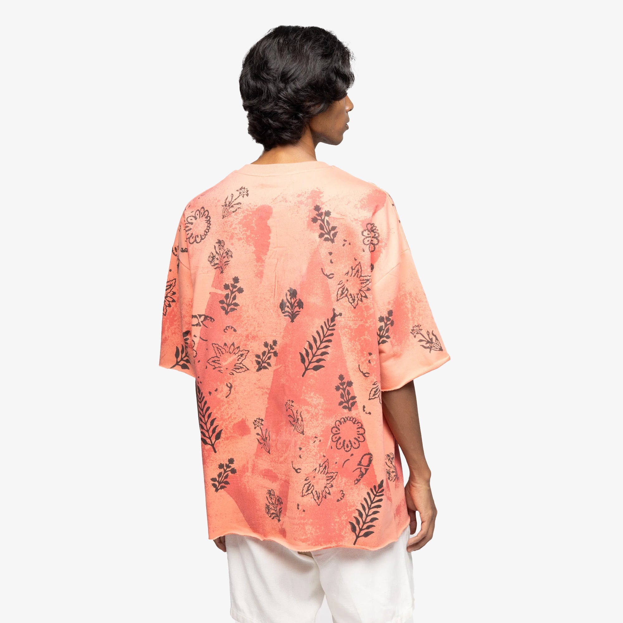 F A R A K | Coral Block Printed T-shirt { Pink/pink - view 5
