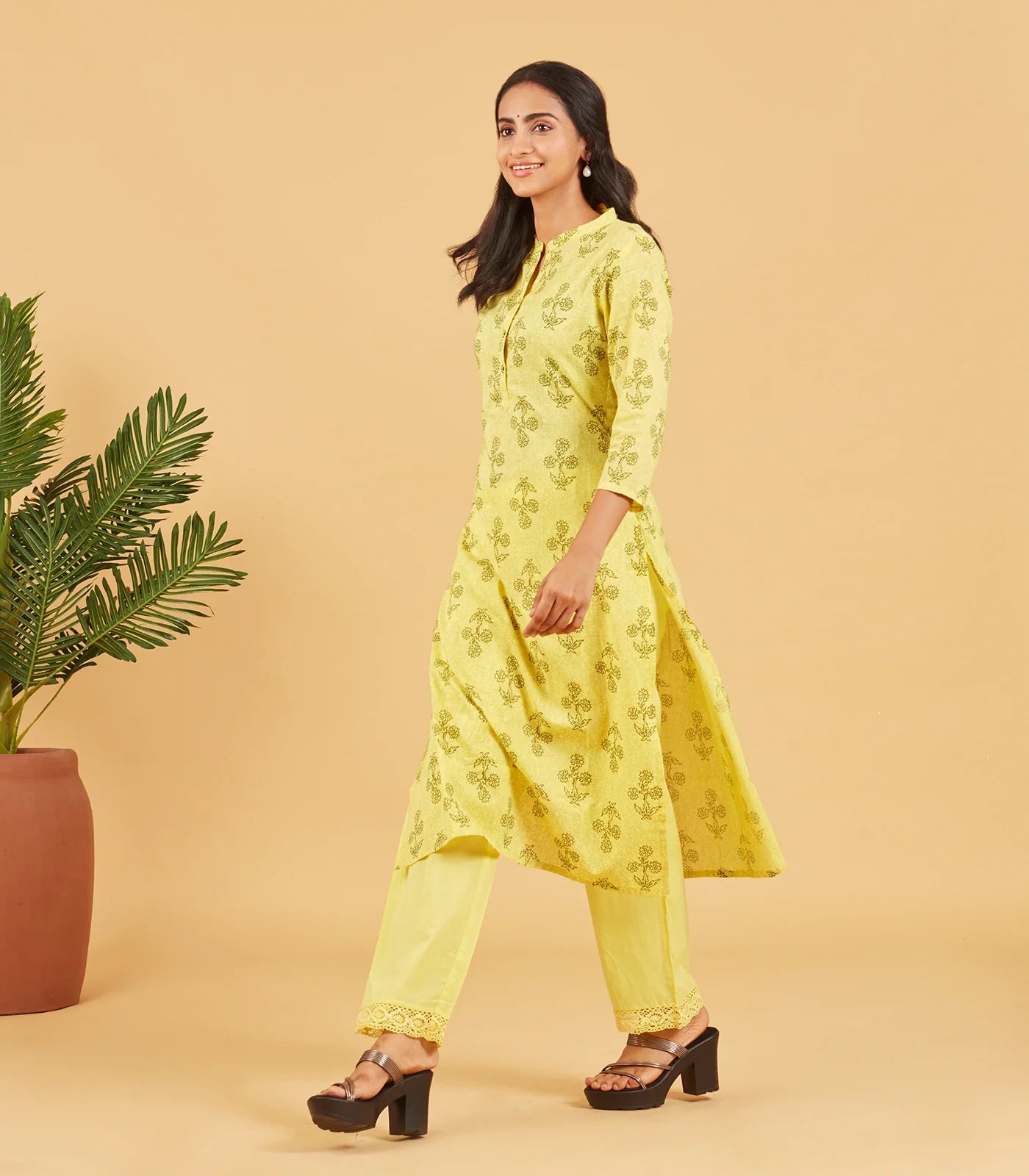 RmKV Lemon Fizz Yellow Cotton Kurta Set