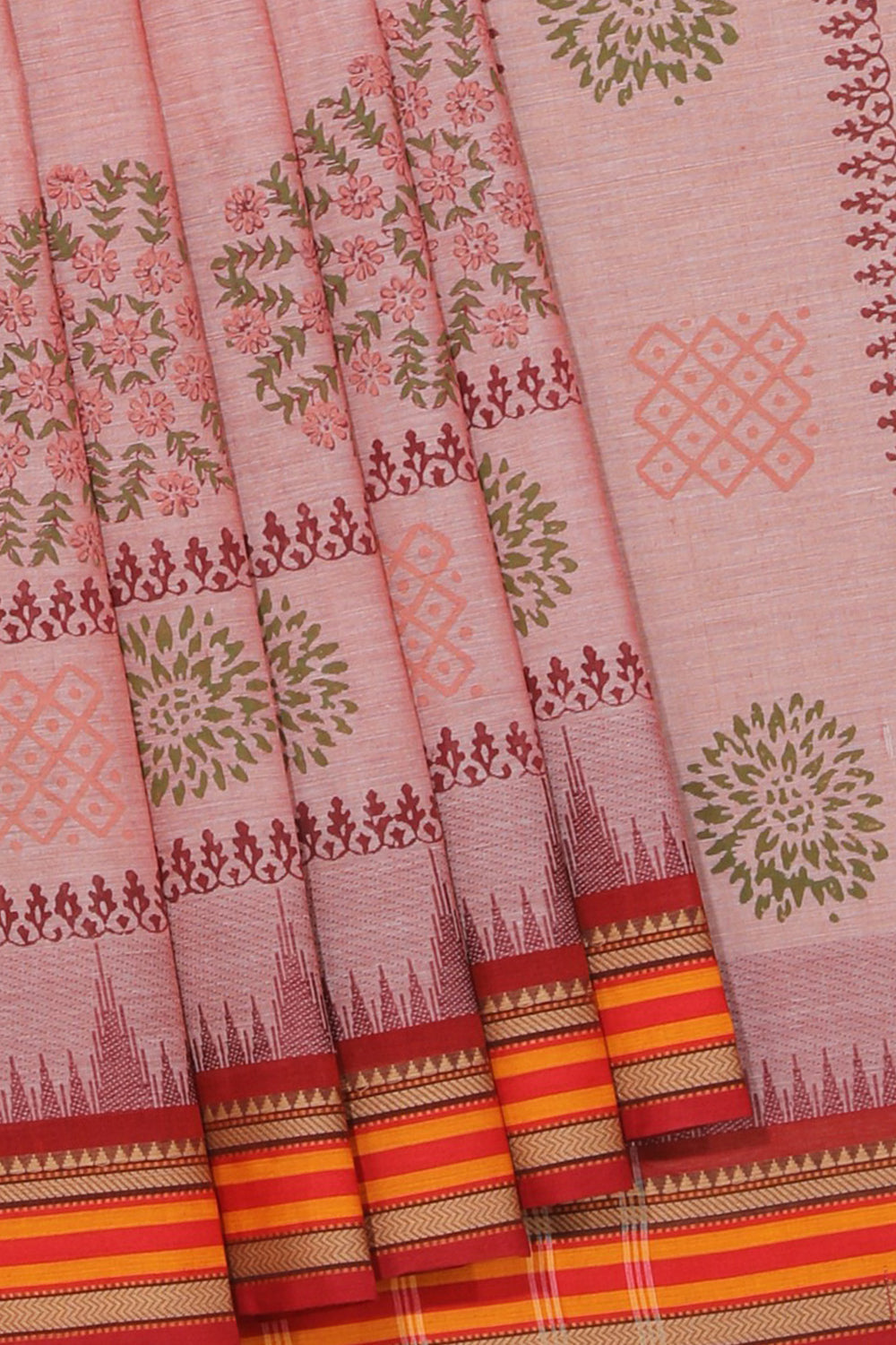 Kalanjali Ethnics Hand block printed cotton saree