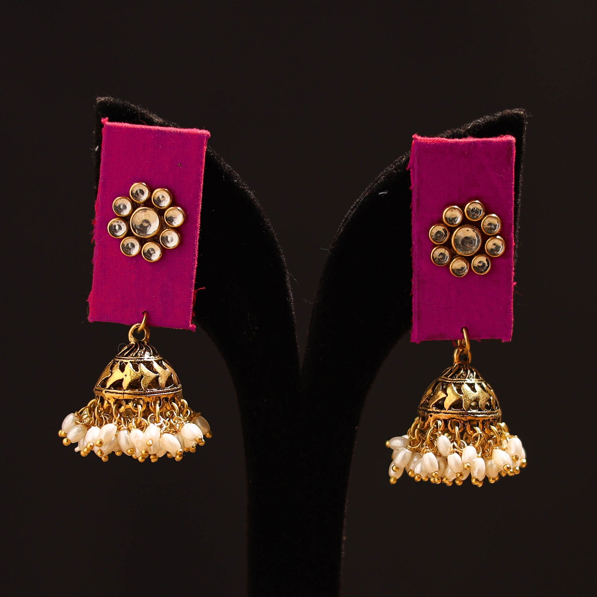 JALPARI Anvika Stone Work Fabart GS Jhumka Earrings - view 2