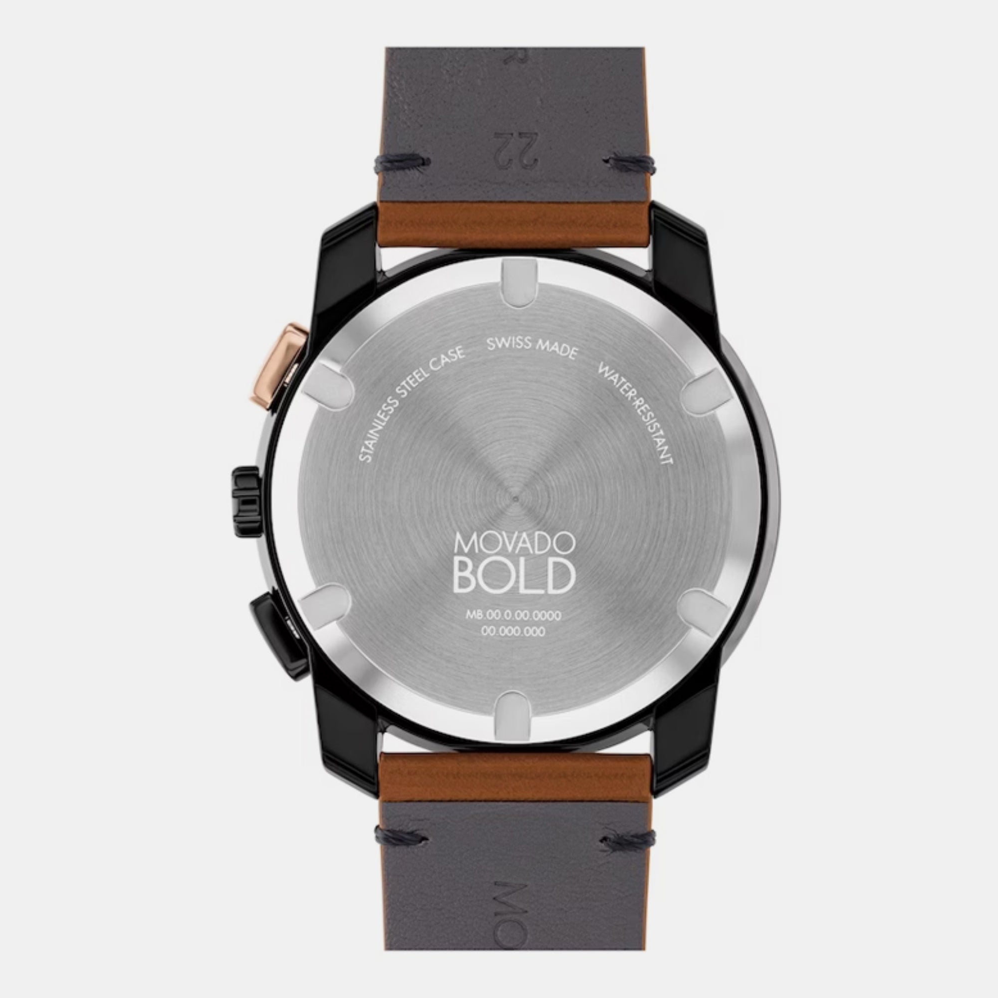 Movado Bold Men Quartz Black Dial Chronograph Leather Watch 3601115 - view 3