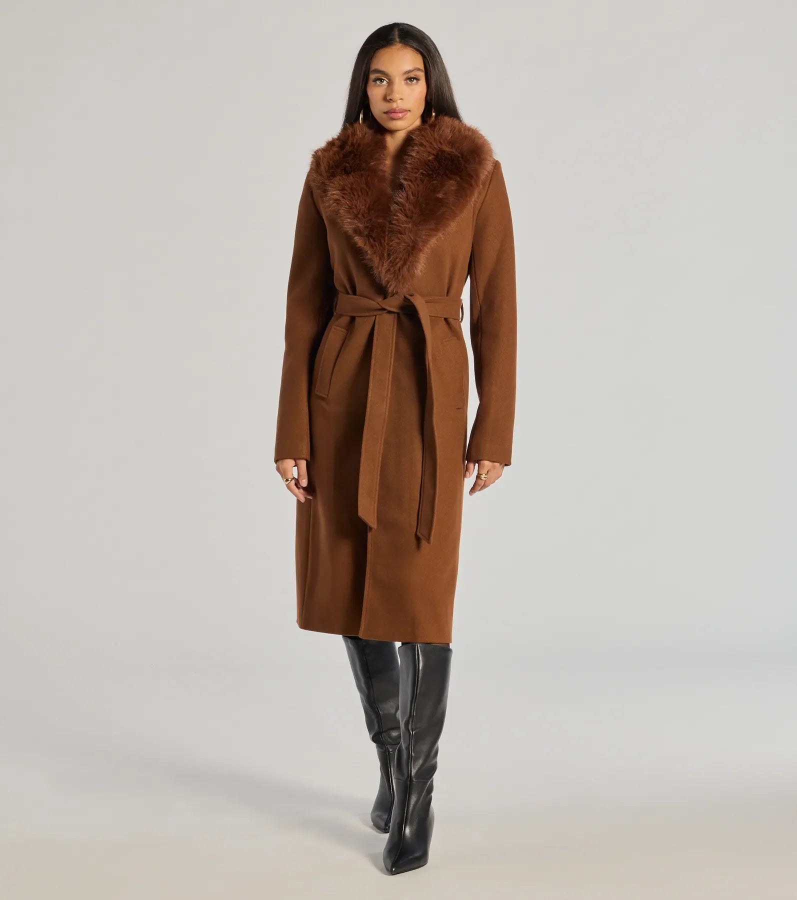 Windsor Lavish Layers Faux Wool Trench Coat