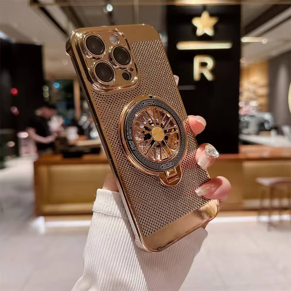 Million Cases iPhone 15 Series Brilliant Spin Rotating Wheel Stand Case