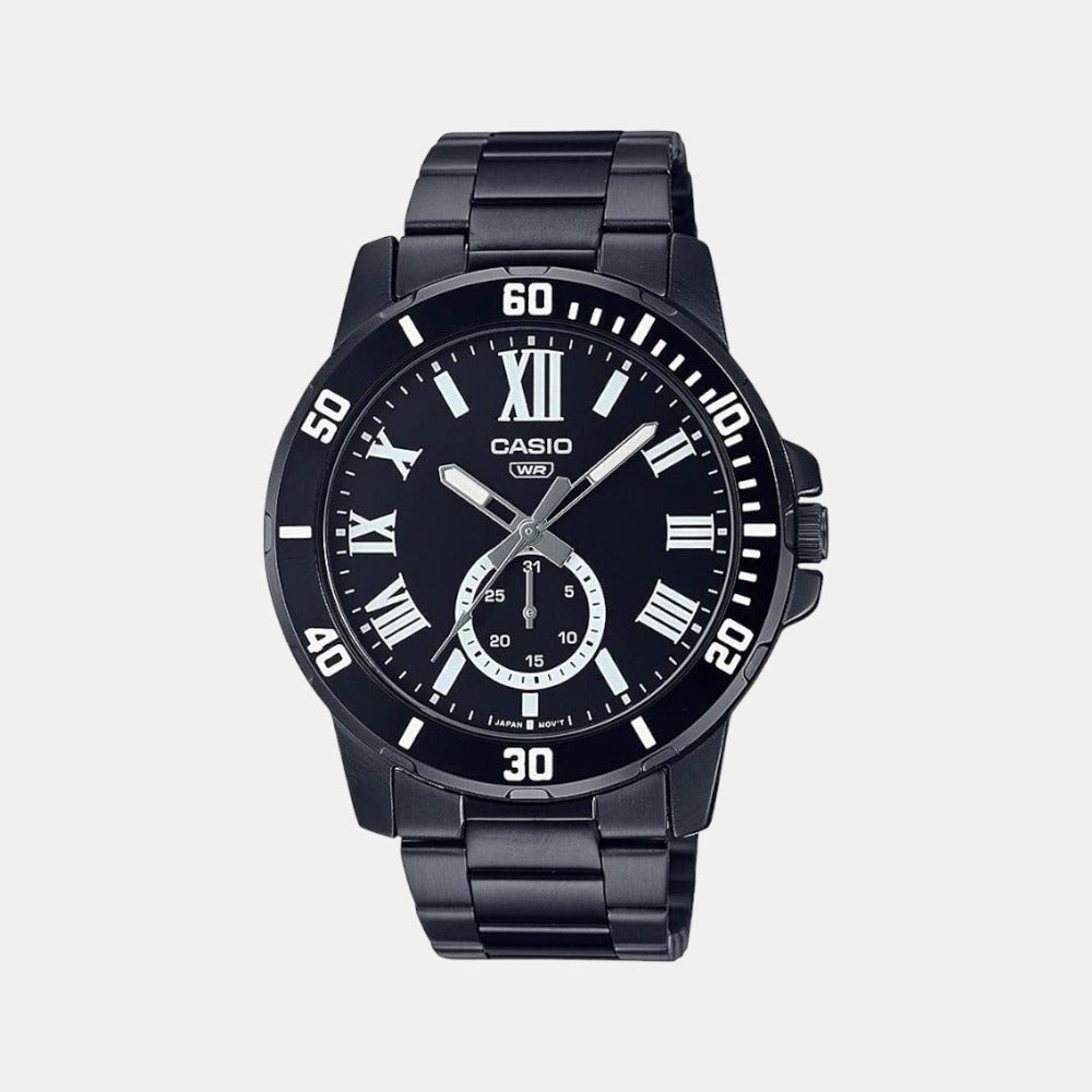 Casio Enticer Men Quartz Black Dial Chronograph Stainless Steel Watch A2070