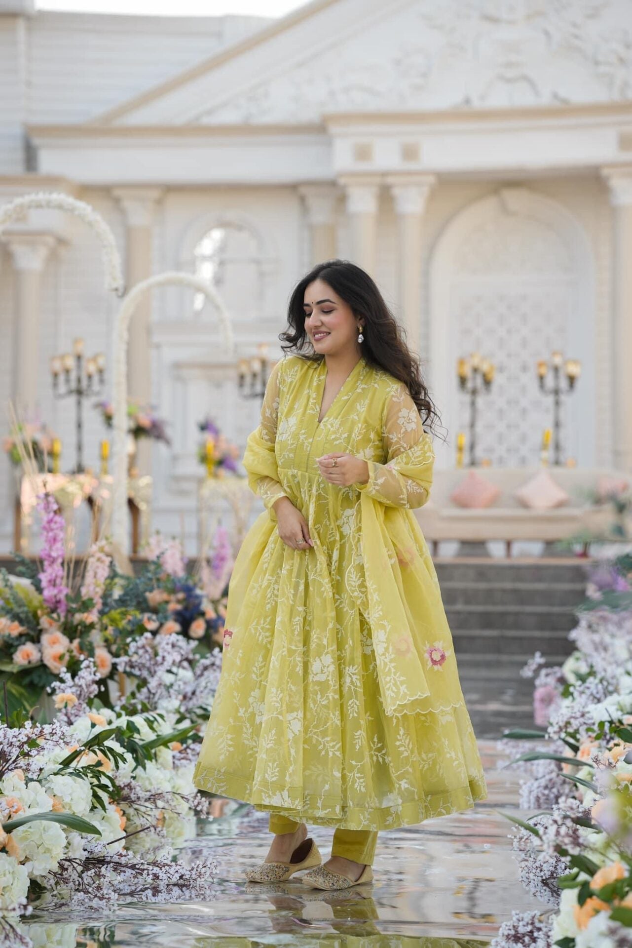 Idaho-o Faded yellow organza suit set - view 2