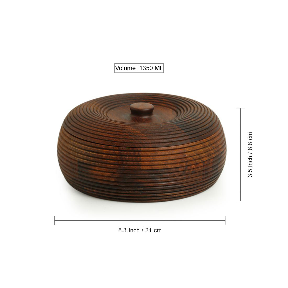 EXCLUSIVELANE 'Ripples of Wood' Handcrafted Chapati Box With Lid In Sheesham Wood (1350 ML) - view 6