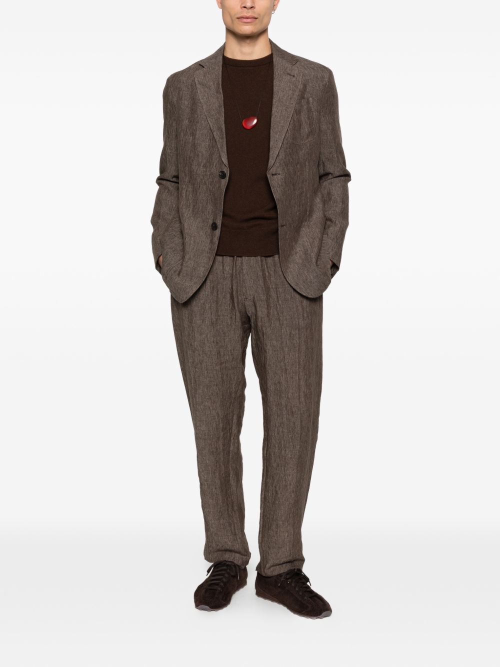 Emporio Armani Linen single-breasted blazer jacket - view 4