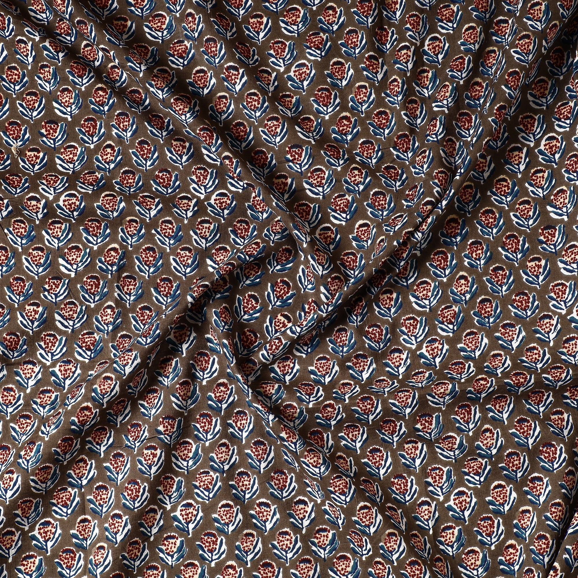 KUSUMLATA Brown - Sanganeri Block Printed Cotton Precut Fabric (1 Meter) - view 2