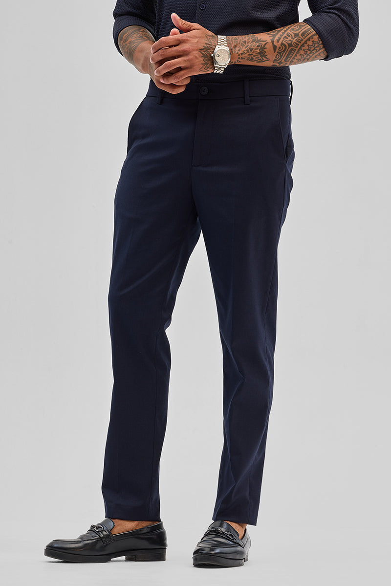 SNITCH Navy Slim Fit Trousers