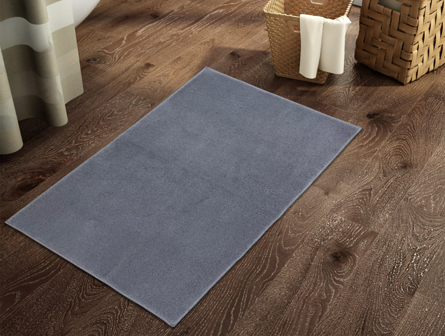 Spaces India Anti Skid Gunmental Grey Drylon Small Bath Mat - Raang By Welspun