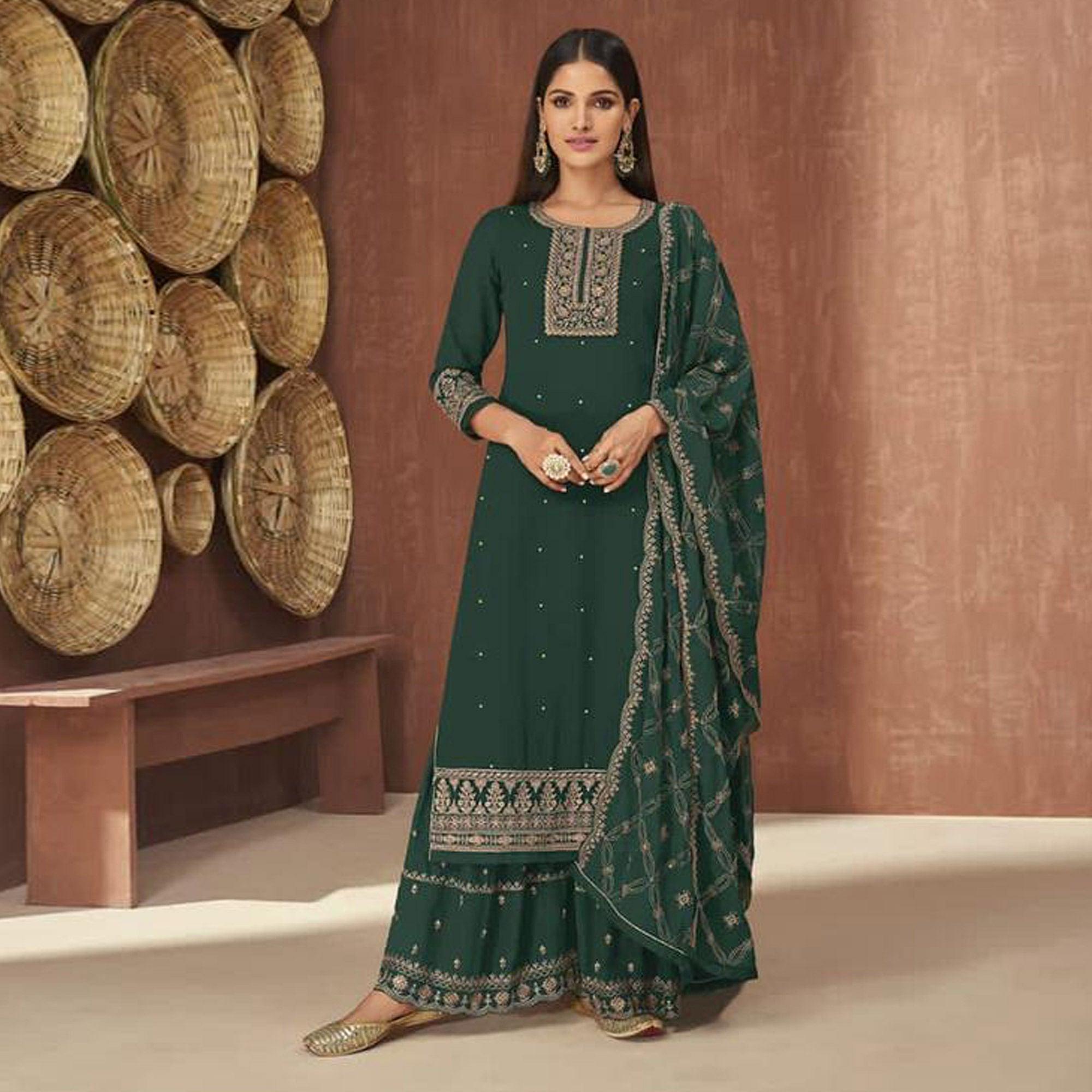 Green trousers – BlackTree green-embroidered-georgette-palazzo-suit-143915
