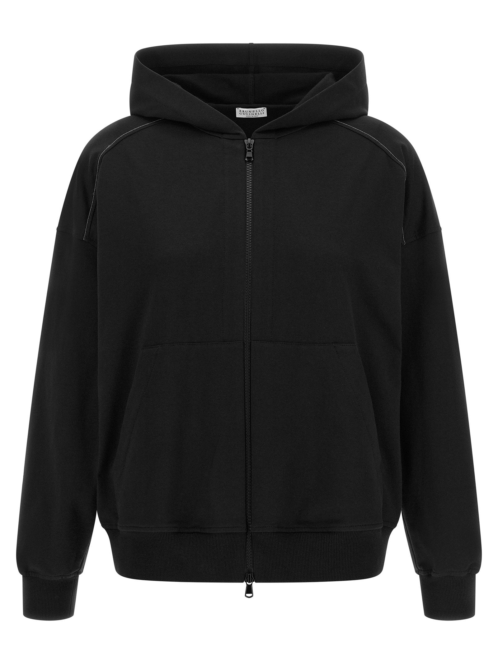 Brunello Cucinelli Shiny Trims Hoodie – 98% cotton, 2% elastane