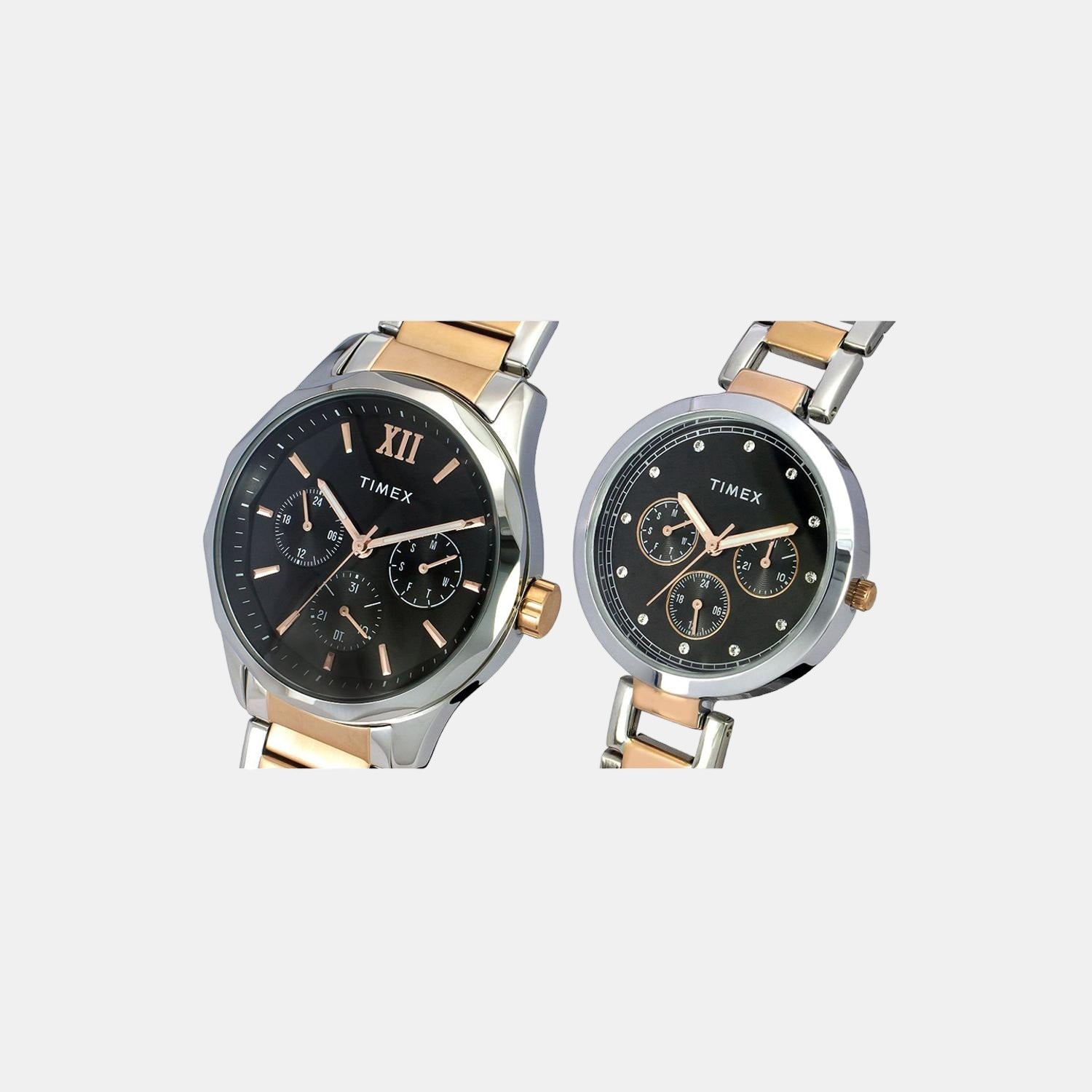 Timex Empera Couple Quartz Black Dial Multi-Function Stainless Steel Watch TW00PR279 - view 5