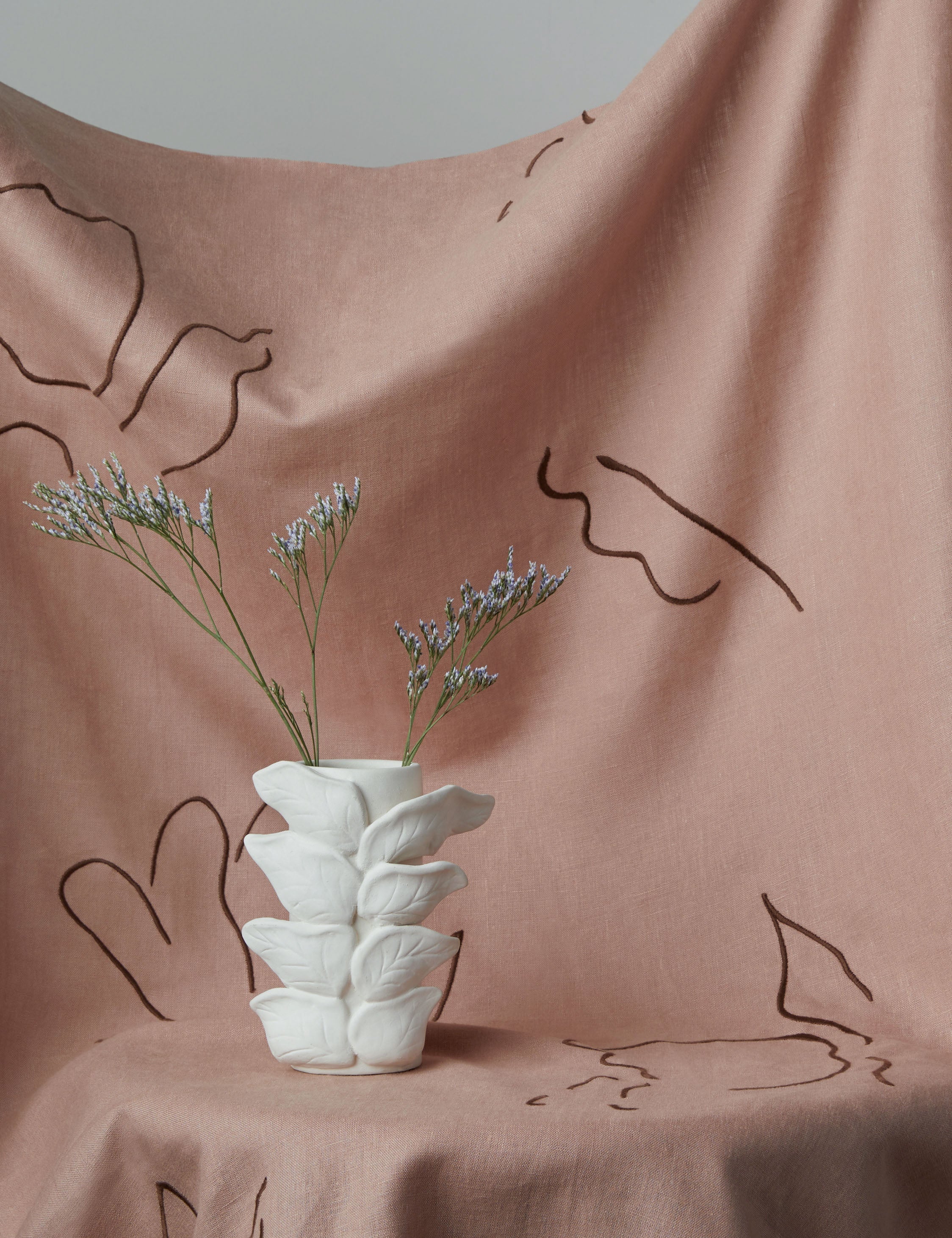 Lulu and Georgia Narsi Embroidered Linen Fabric by Sarah Sherman Samuel - view 2